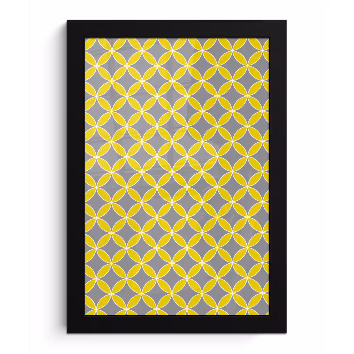 Geometrisch - Cirkels - Modern - Grijs - Geel fotolijst zwart zonder passe partout klein 224 -3d