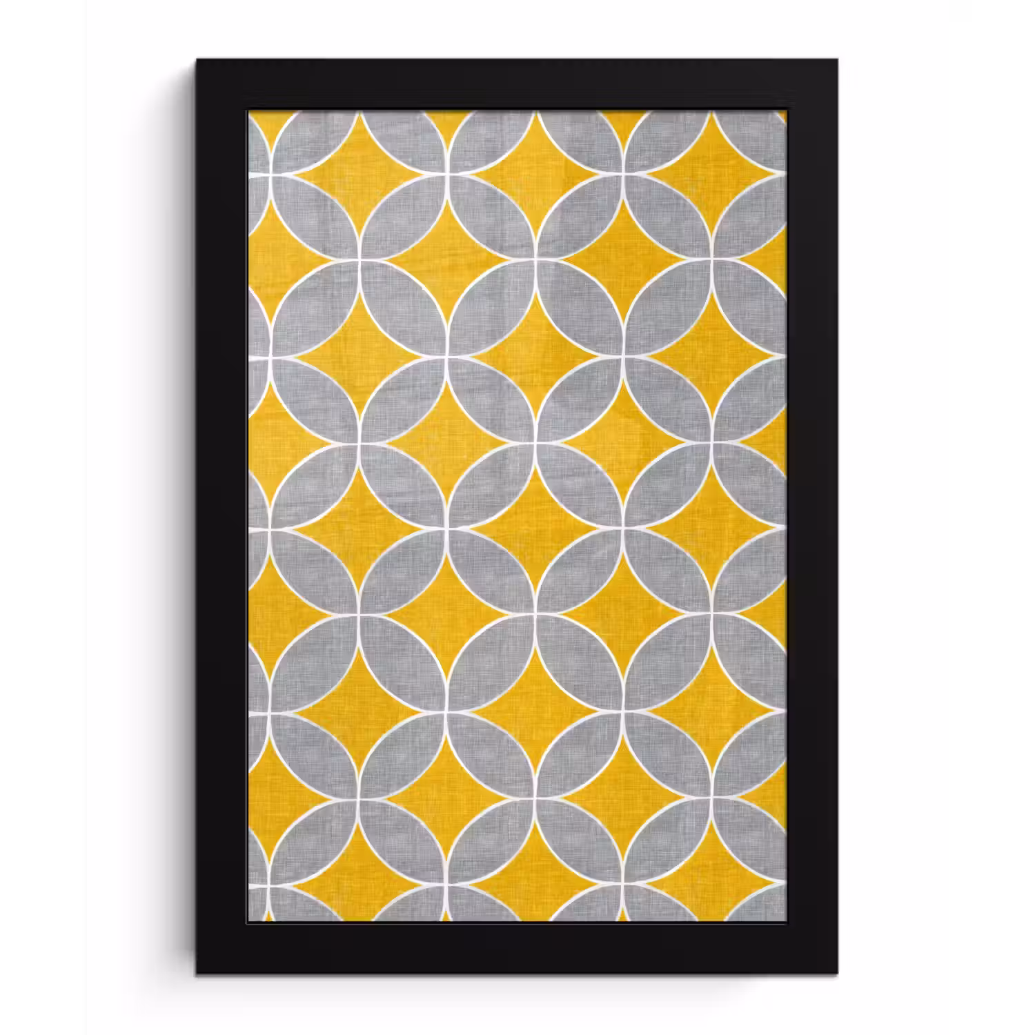 Geometrisch - Cirkels - Textuur - Grijs - Geel fotolijst zwart zonder passe partout klein 224 -3d