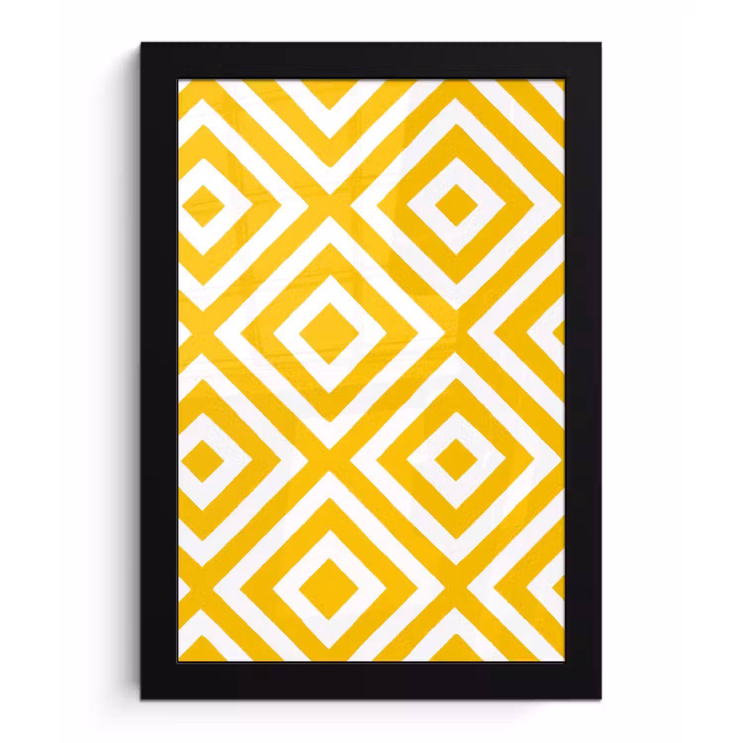 Geometrisch - Lijnen - Modern - Geel - Wit fotolijst zwart zonder passe partout klein 224 -3d