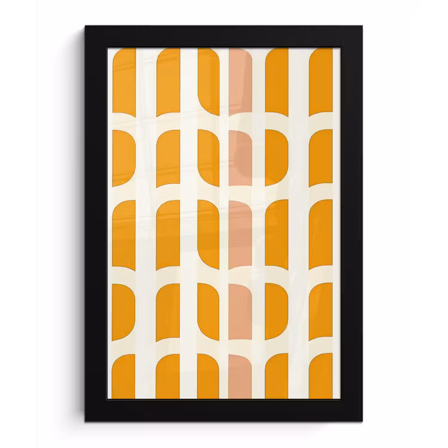 Geometrisch - Patroon - Geel - Roze fotolijst zwart zonder passe partout klein 224 -3d