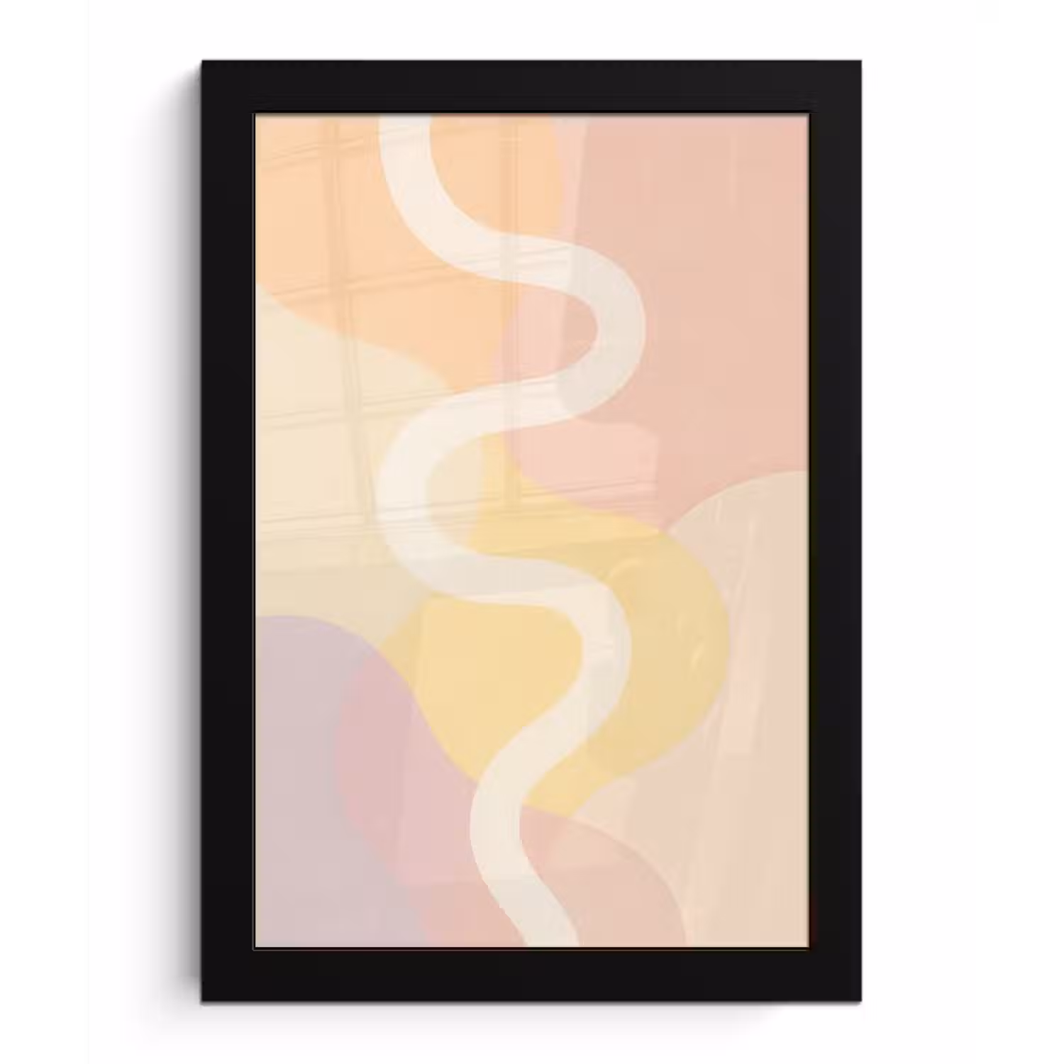 Golvende vormen - Abstract - pastel fotolijst zwart zonder passe partout klein -3d