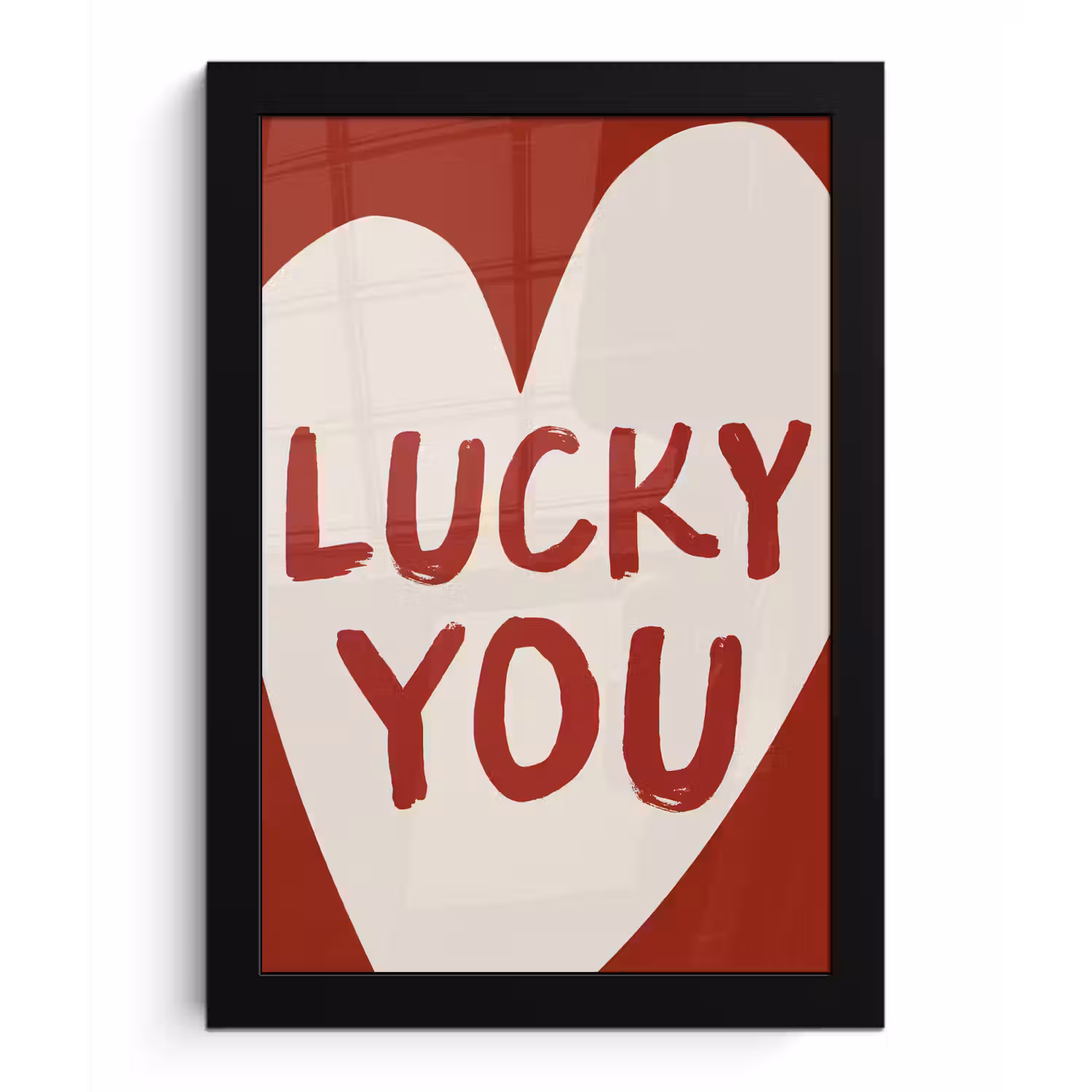 Lucky - Hart - Rood fotolijst zwart zonder passe partout klein -3d