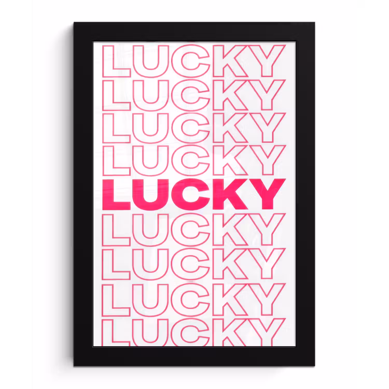 Lucky - Roze - Patroon fotolijst zwart zonder passe partout klein -3d