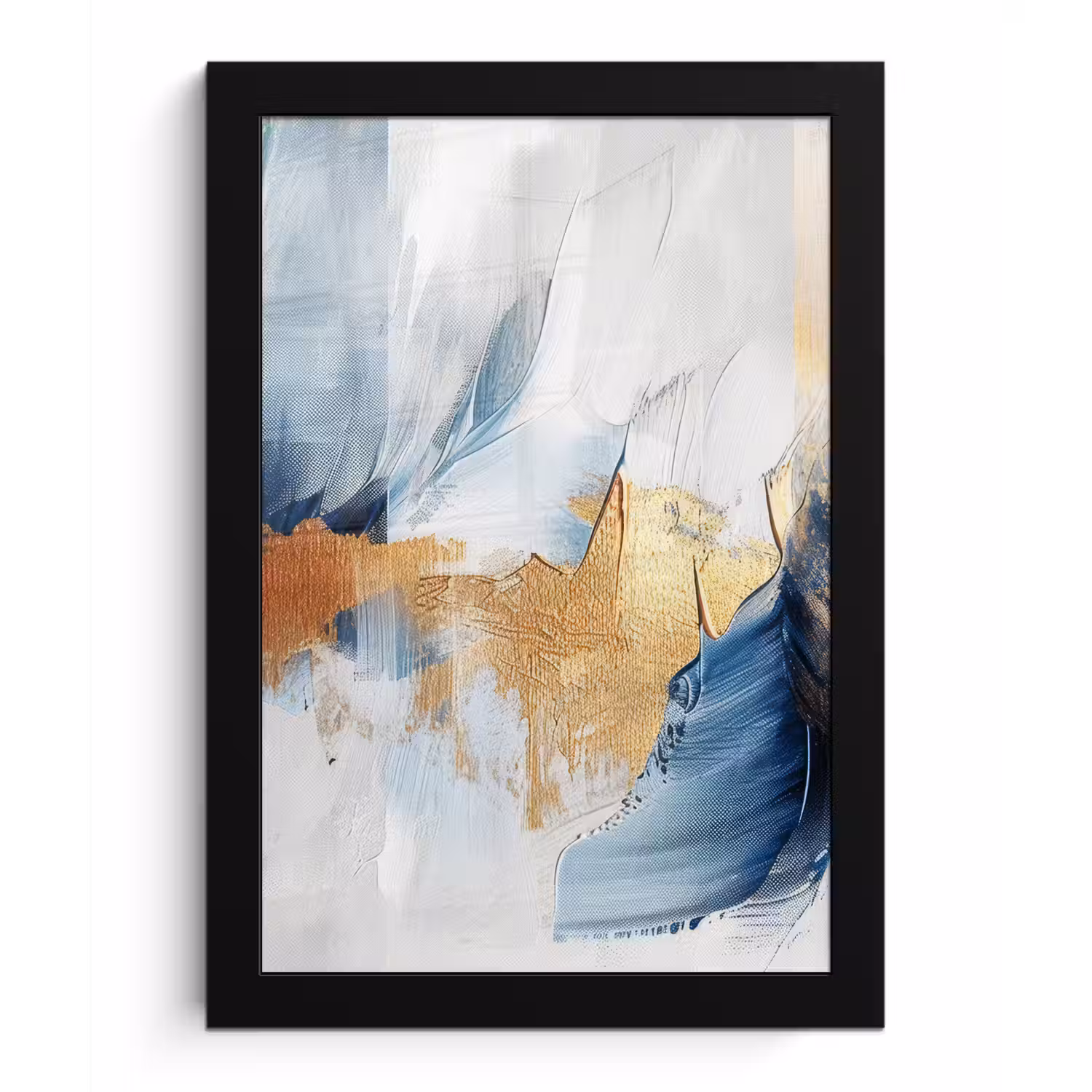 Goud - Blauw - Watercolor - Kunst - Modern fotolijst zwart zonder passe partout klein -3d