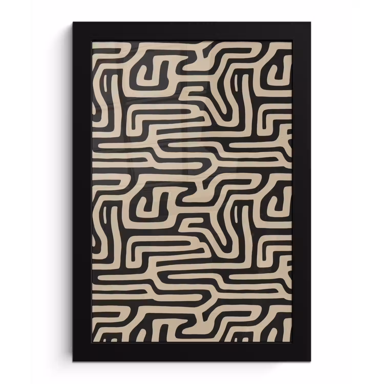 Grafisch - Lijnen - Zwart fotolijst zwart zonder passe partout klein 224 -3d