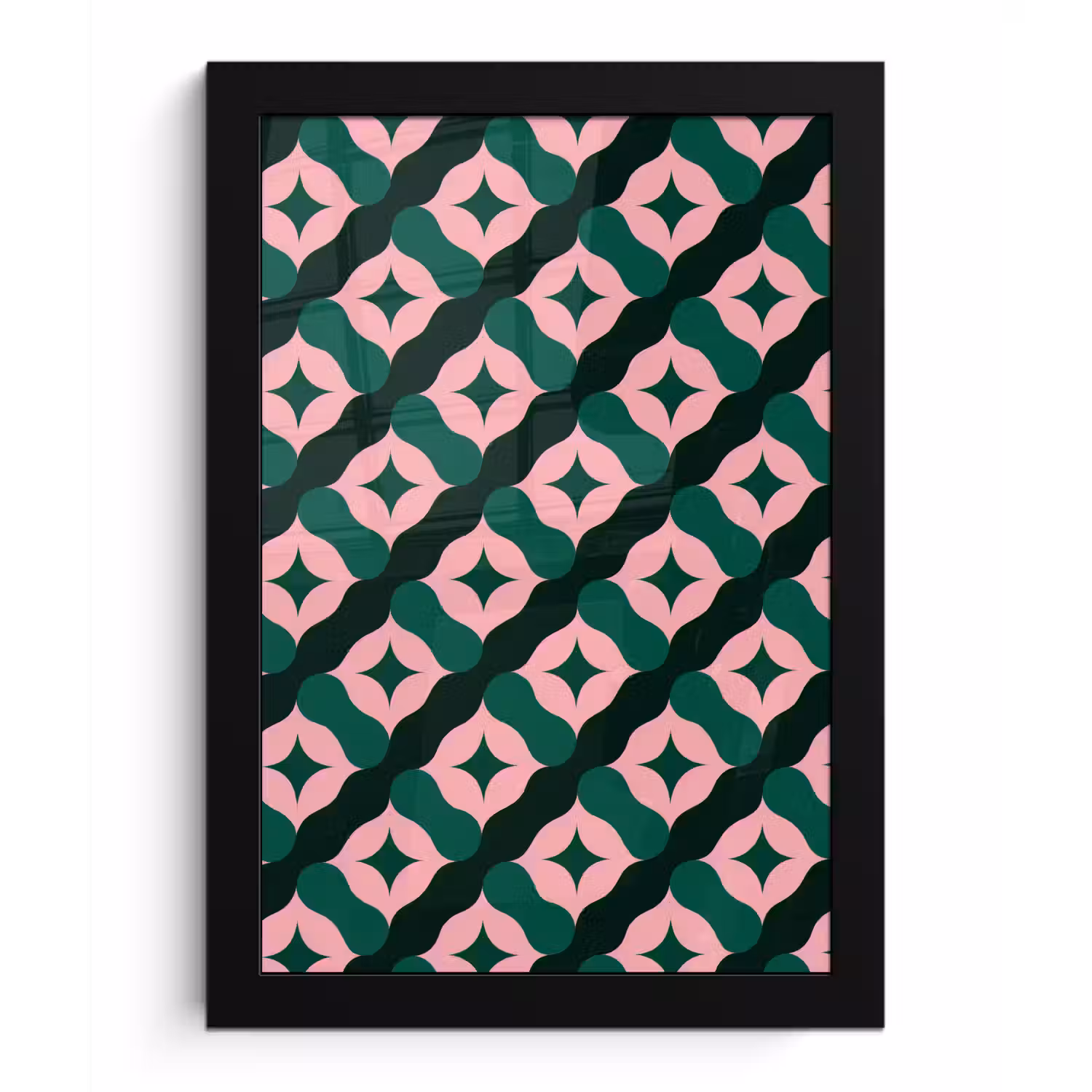 Groen - Roze - Retro - Sterren fotolijst zwart zonder passe partout klein 224 -3d