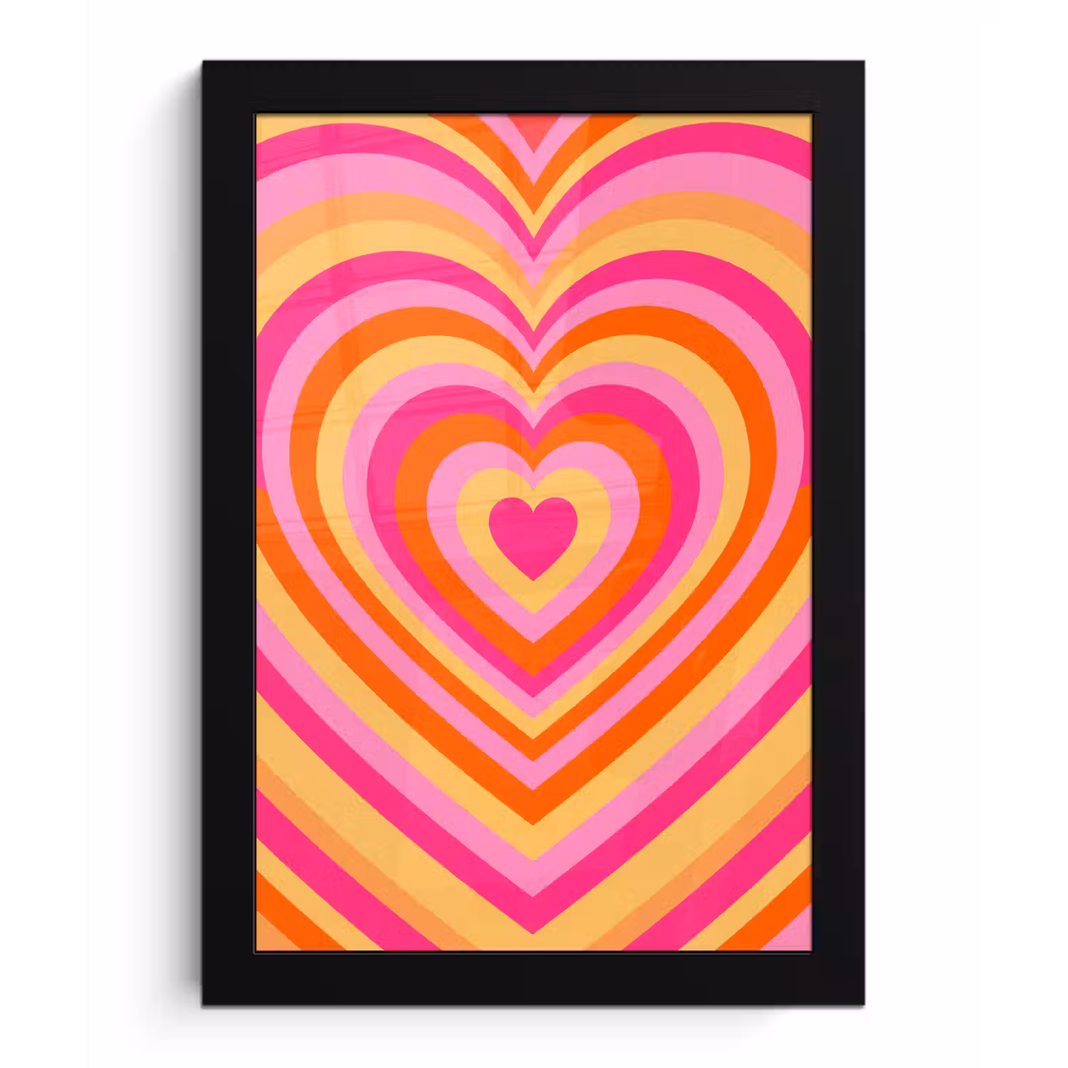 Hart - Concentrisch - Abstract - Liefde - Kleurrijk fotolijst zwart zonder passe partout klein -3d
