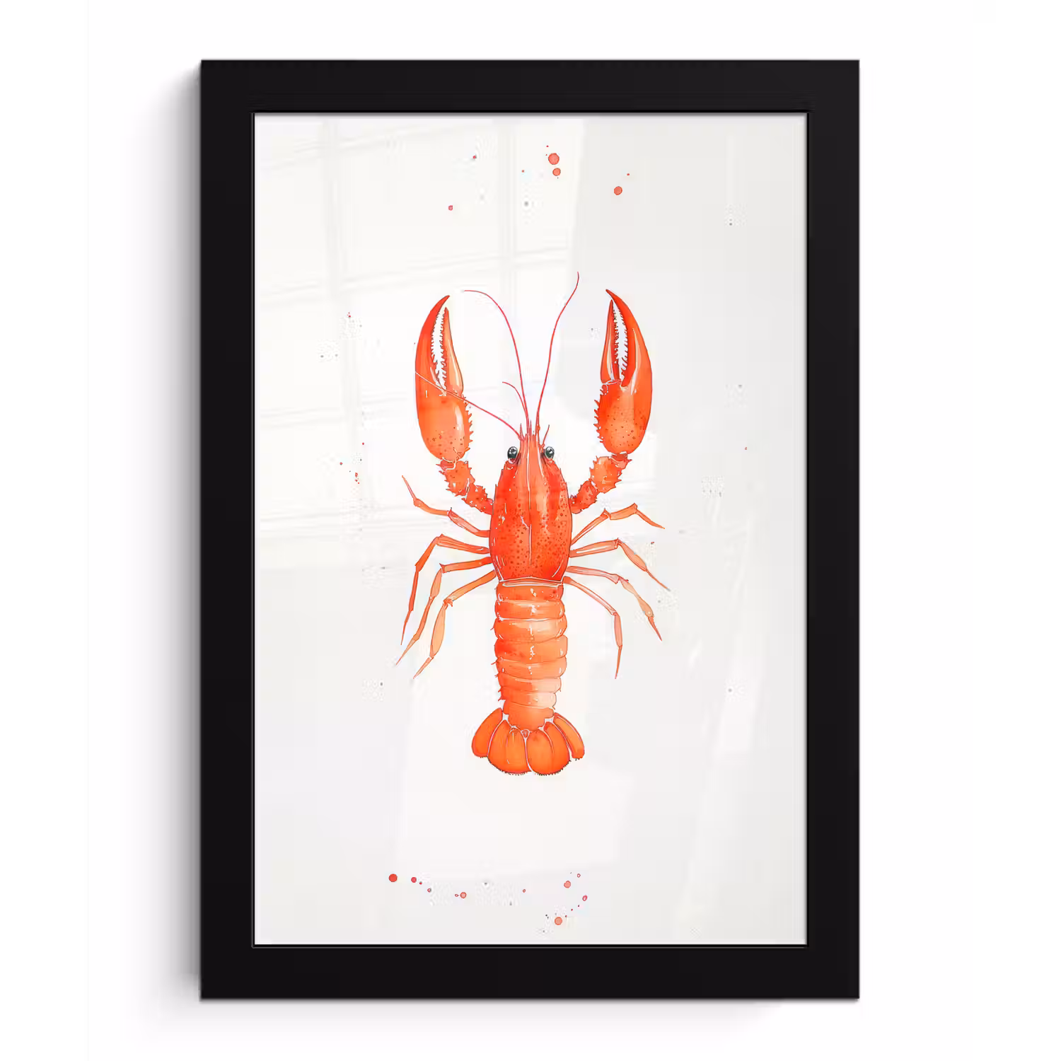 Kreeft - Waterverf - Aquarel - Oranje fotolijst zwart zonder passe partout klein -3d