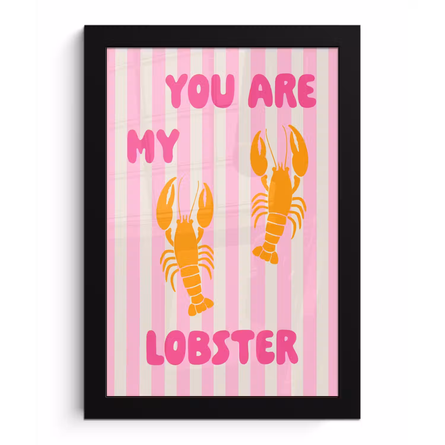 Lobster - Love - Valentijn fotolijst zwart zonder passe partout klein -3d