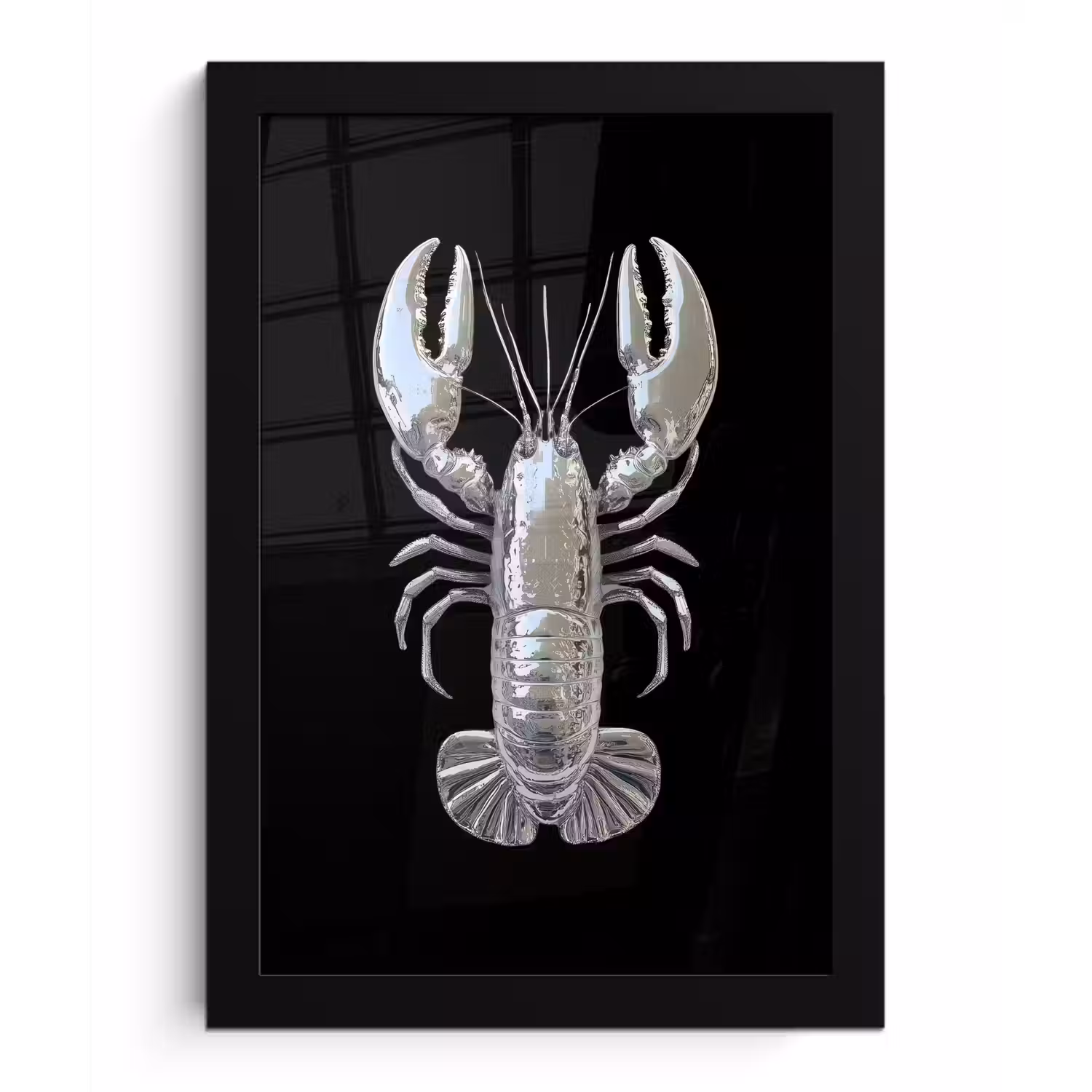 Kreeft - Zilver - Metallic - Luxe fotolijst zwart zonder passe partout klein -3d