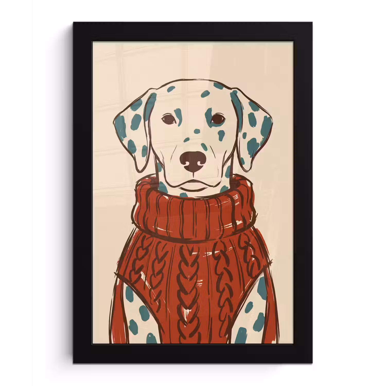 Hond - Trui - Winter - Dieren - Rood fotolijst zwart zonder passe partout klein -3d