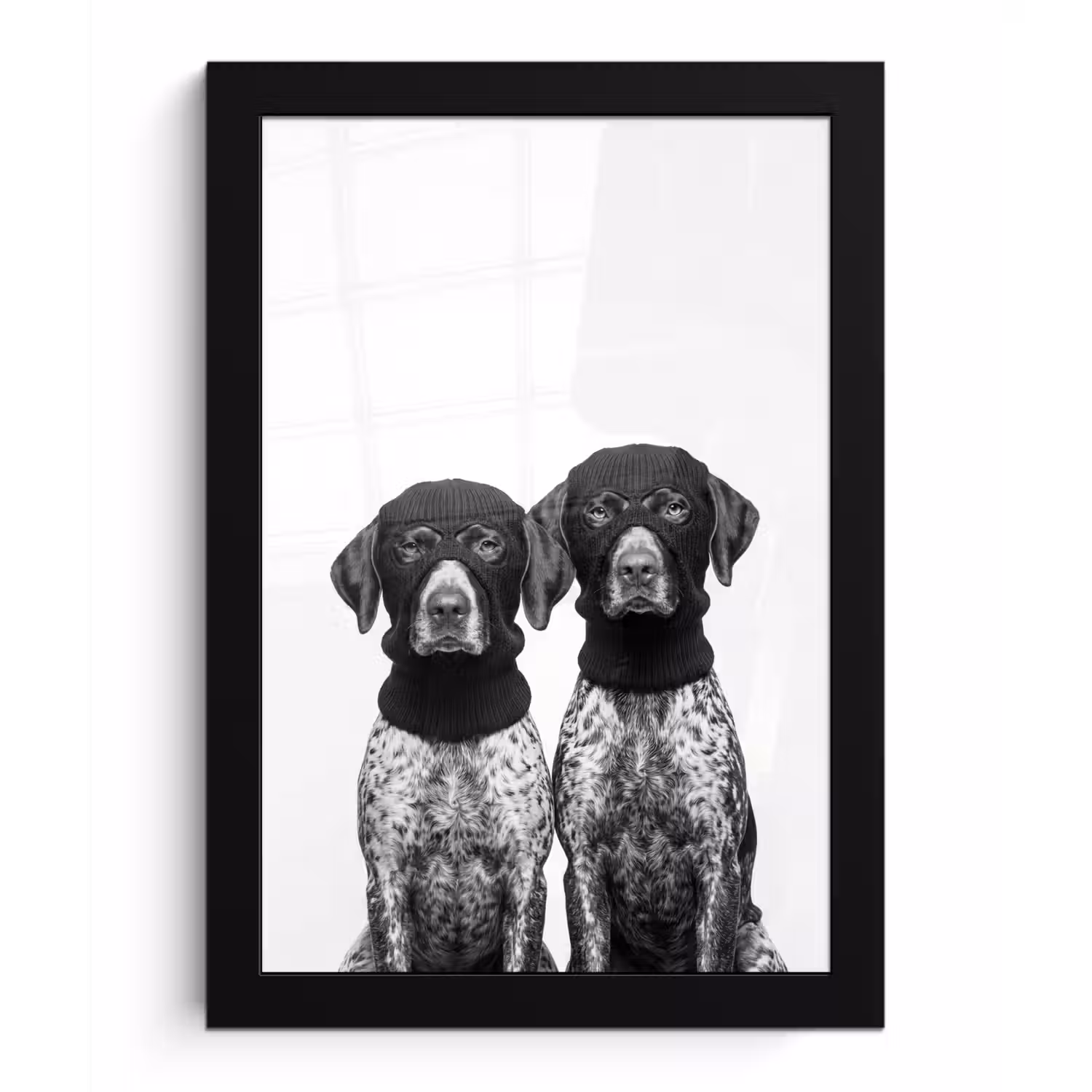 Honden - Bivakmuts - Zwart - wit fotolijst zwart zonder passe partout klein -3d