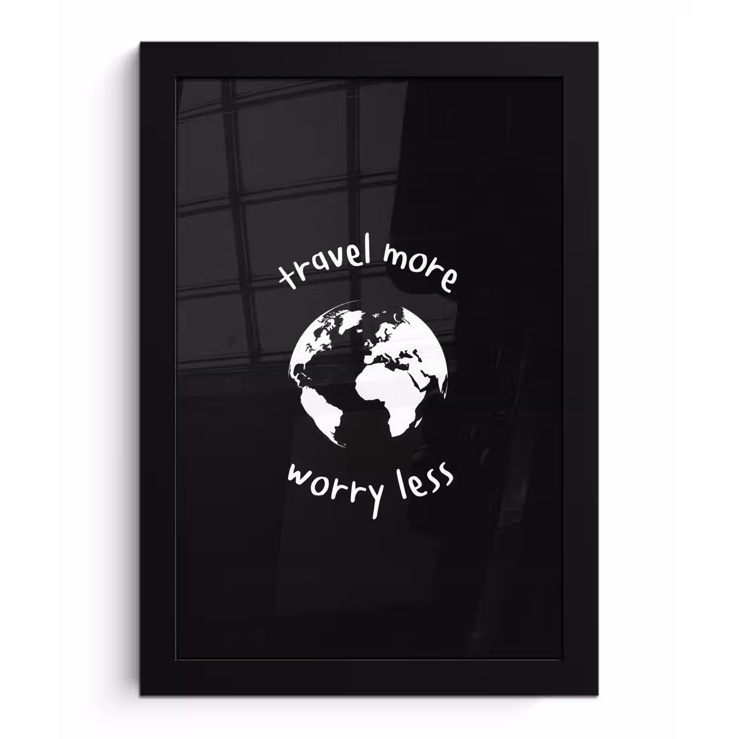 Illustratie - Zwart - Planeet - Quote fotolijst zwart zonder passe partout klein -3d