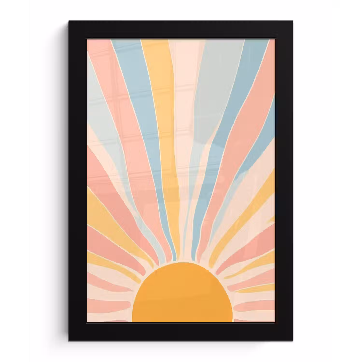 Illustratie - Zon - Pastelkleuren fotolijst zwart zonder passe partout klein -3d