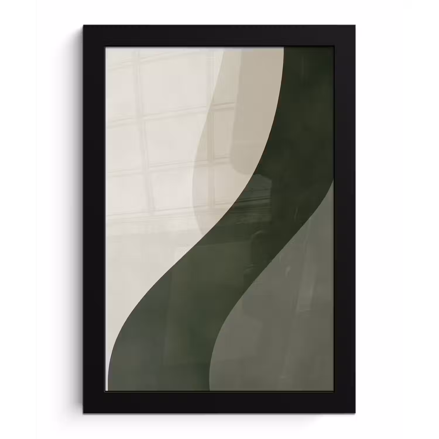 Japandi - Groen - Abstract - Modern fotolijst zwart zonder passe partout klein -3d