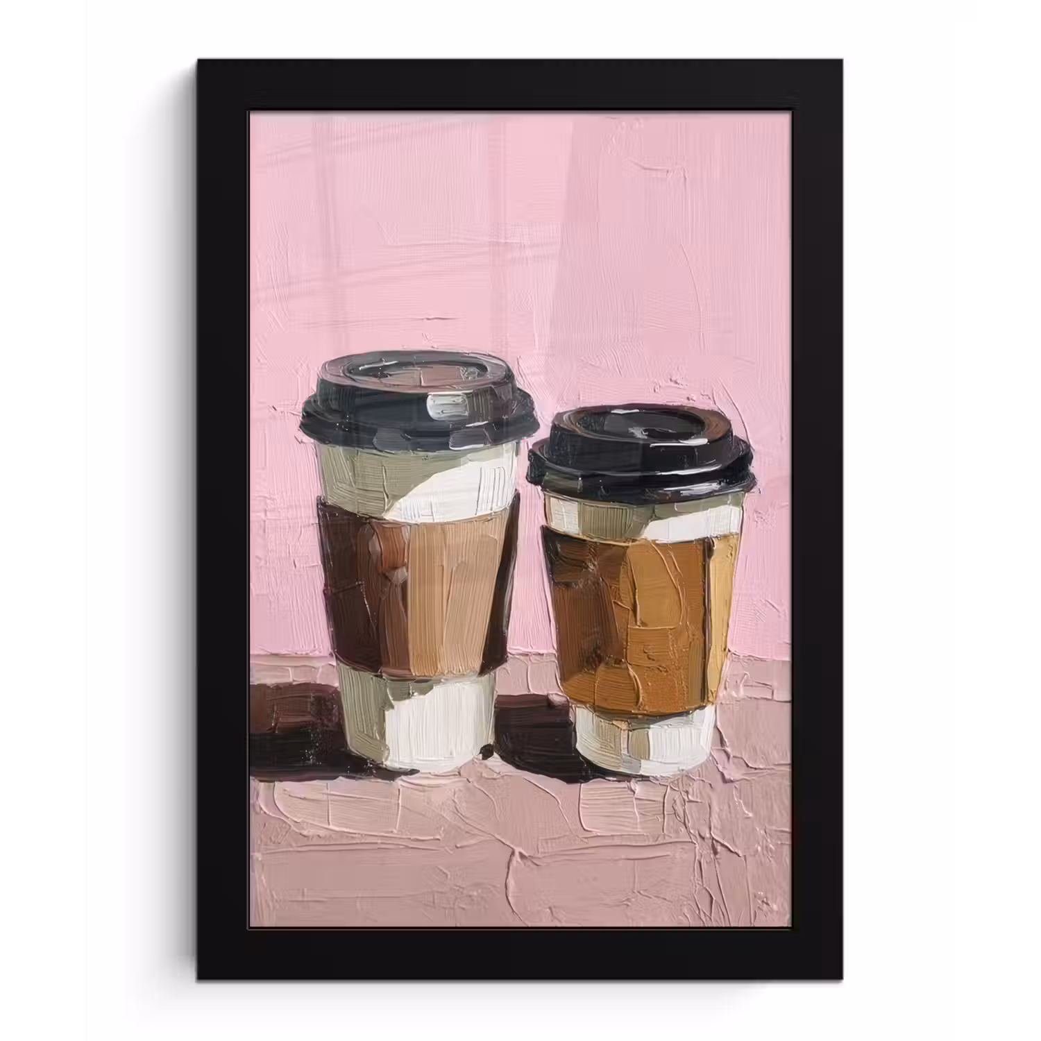 Koffiebekers - Deksel - Verf - Textuur fotolijst zwart zonder passe partout klein -3d