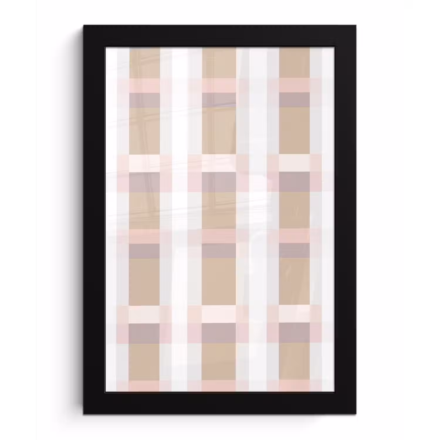Ruitpatroon - Aardetinten - Minimalistisch fotolijst zwart zonder passe partout klein 224 -3d