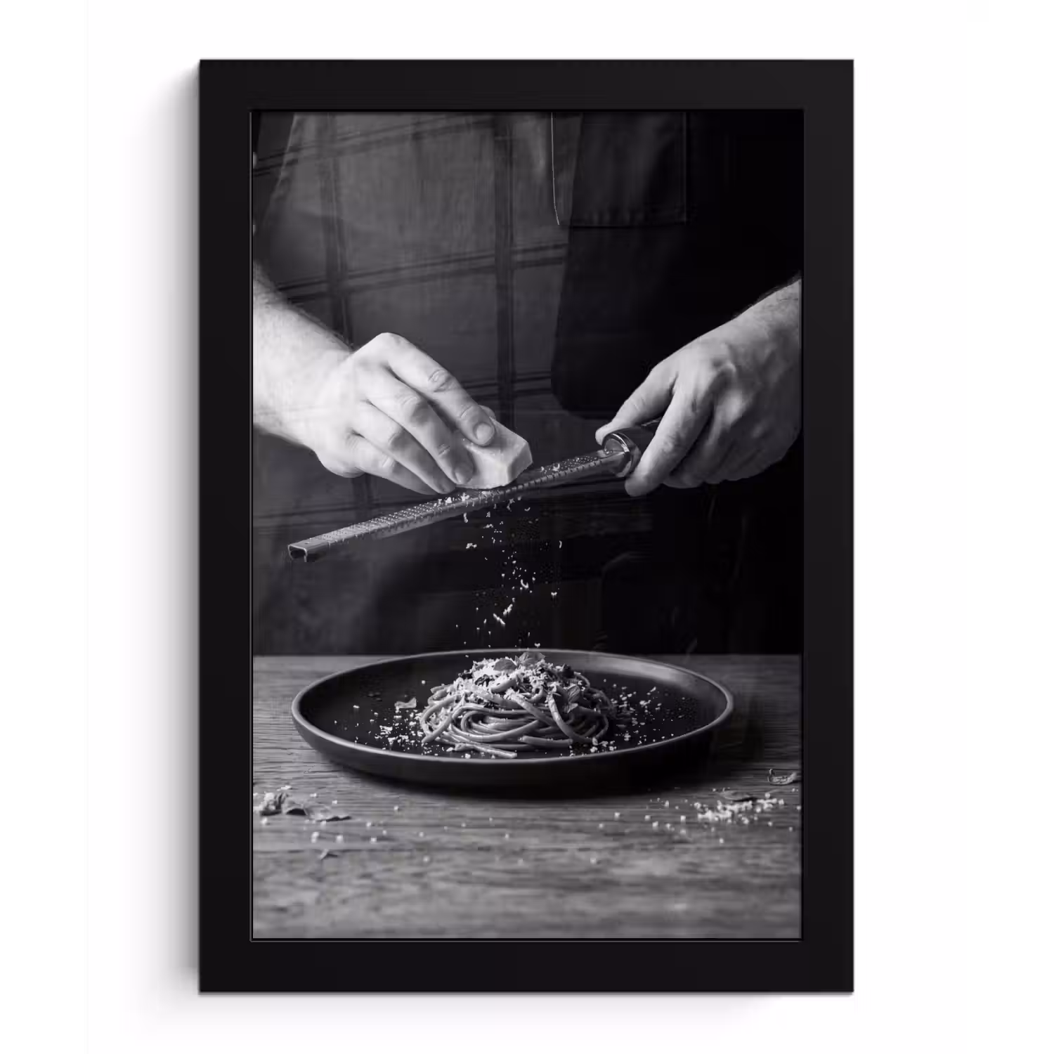 Kaas - Pasta - Rasp fotolijst zwart zonder passe partout klein -3d