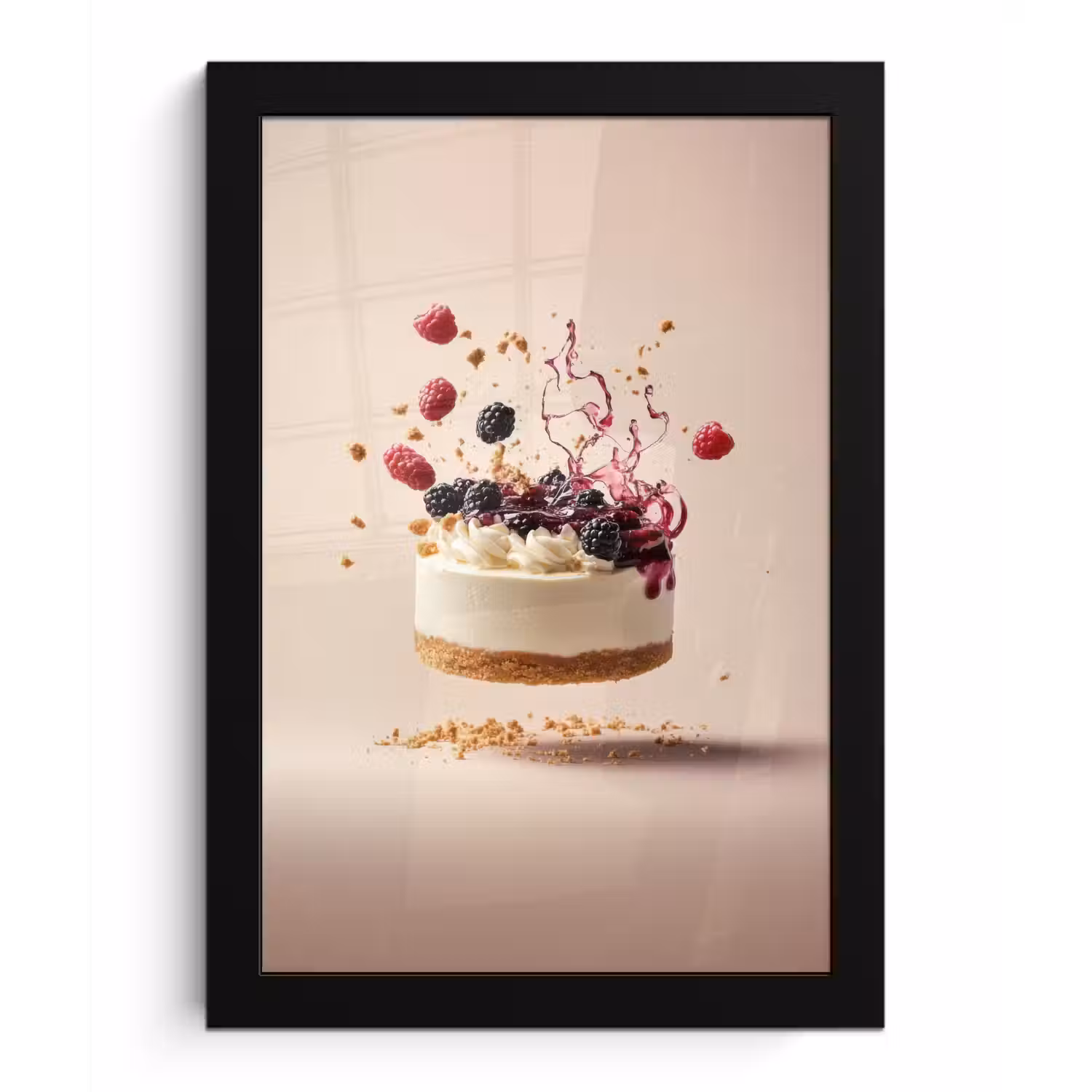 Cheesecake - Eten - Roze - Taart fotolijst zwart zonder passe partout klein -3d