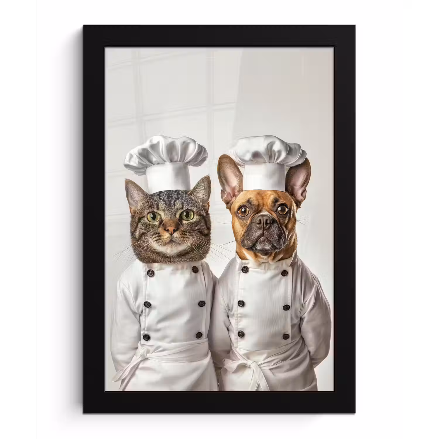 Kat - Hond - Kokskleding fotolijst zwart zonder passe partout klein -3d