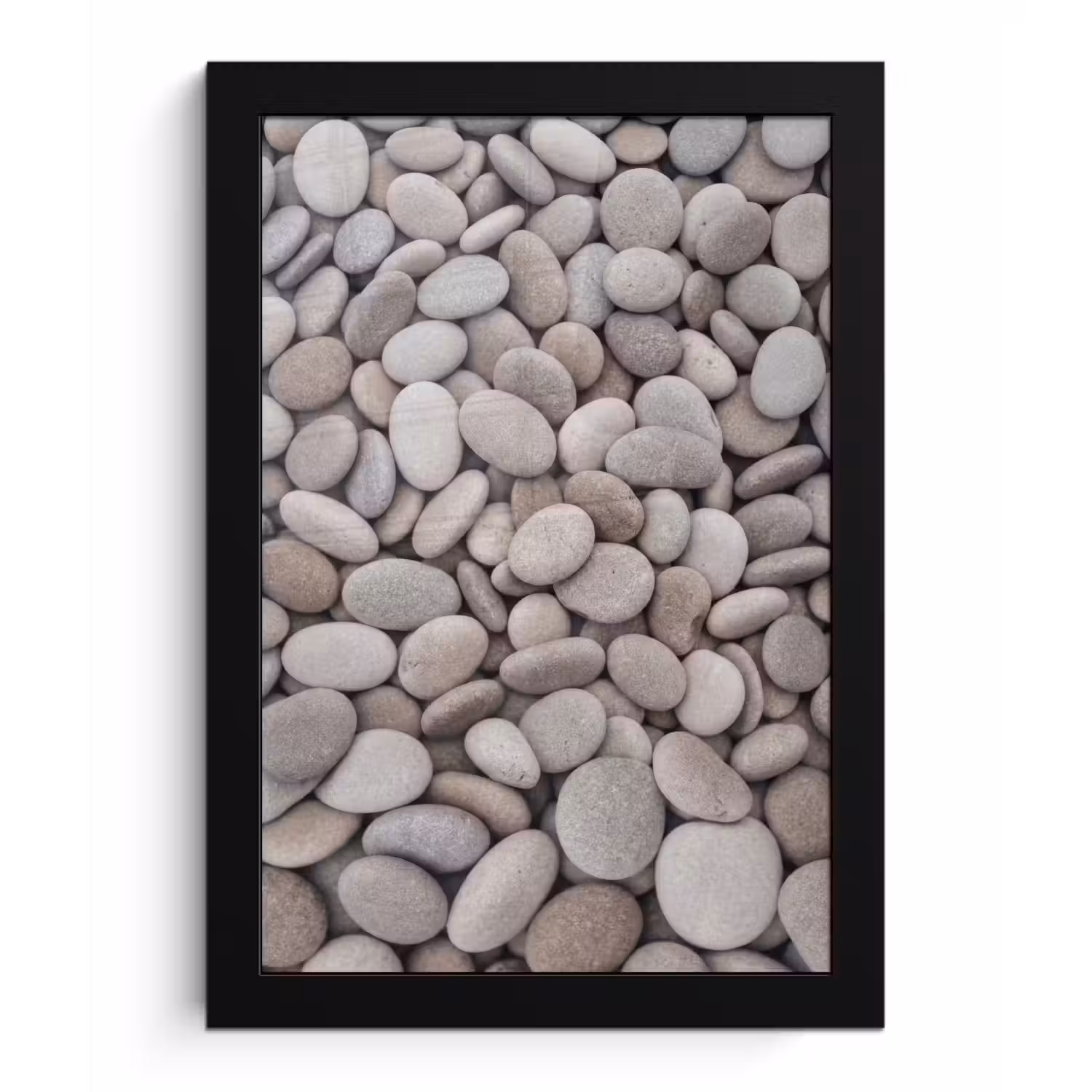 Kiezels - Stenen - Grijs fotolijst zwart zonder passe partout klein -3d