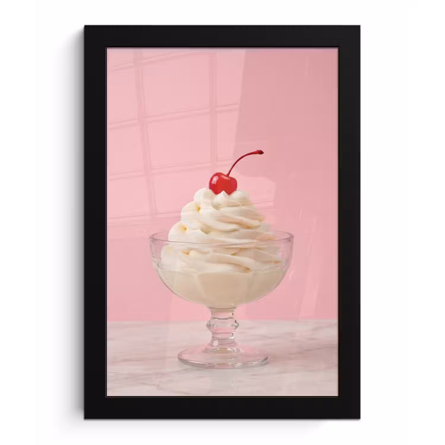 Kers - Slagroom - Roze fotolijst zwart zonder passe partout klein -3d
