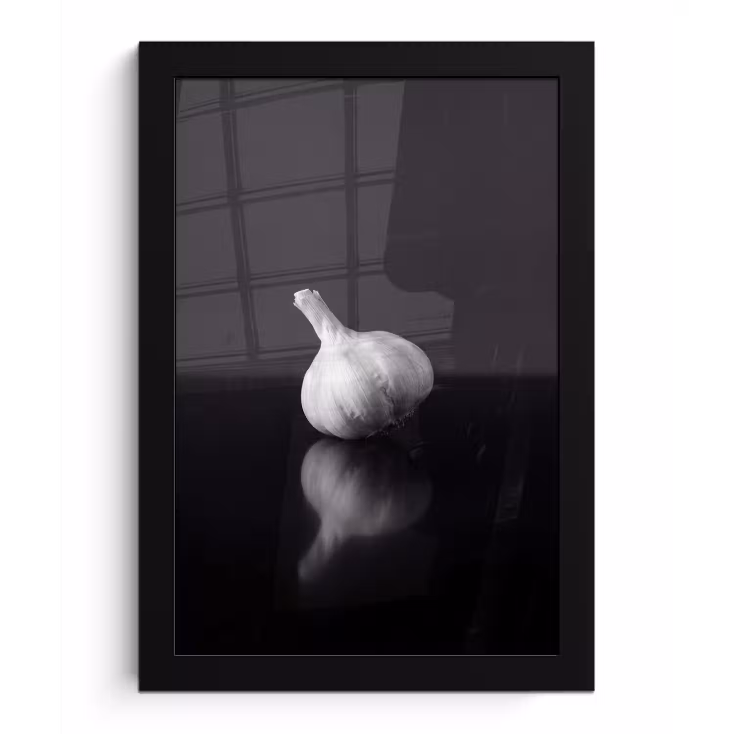 Knoflook - Zwart - Wit fotolijst zwart zonder passe partout klein -3d