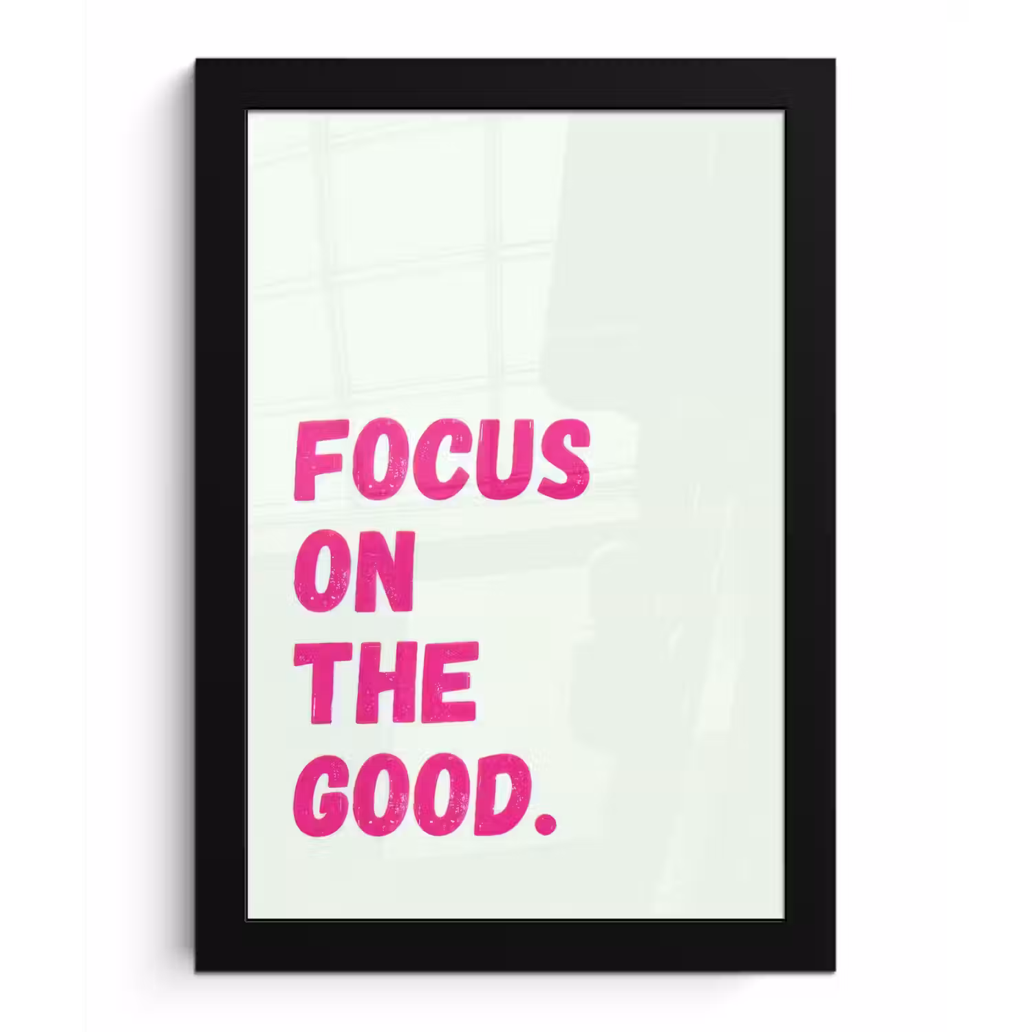 Focus on the good - Beige - Roze fotolijst zwart zonder passe partout klein -3d