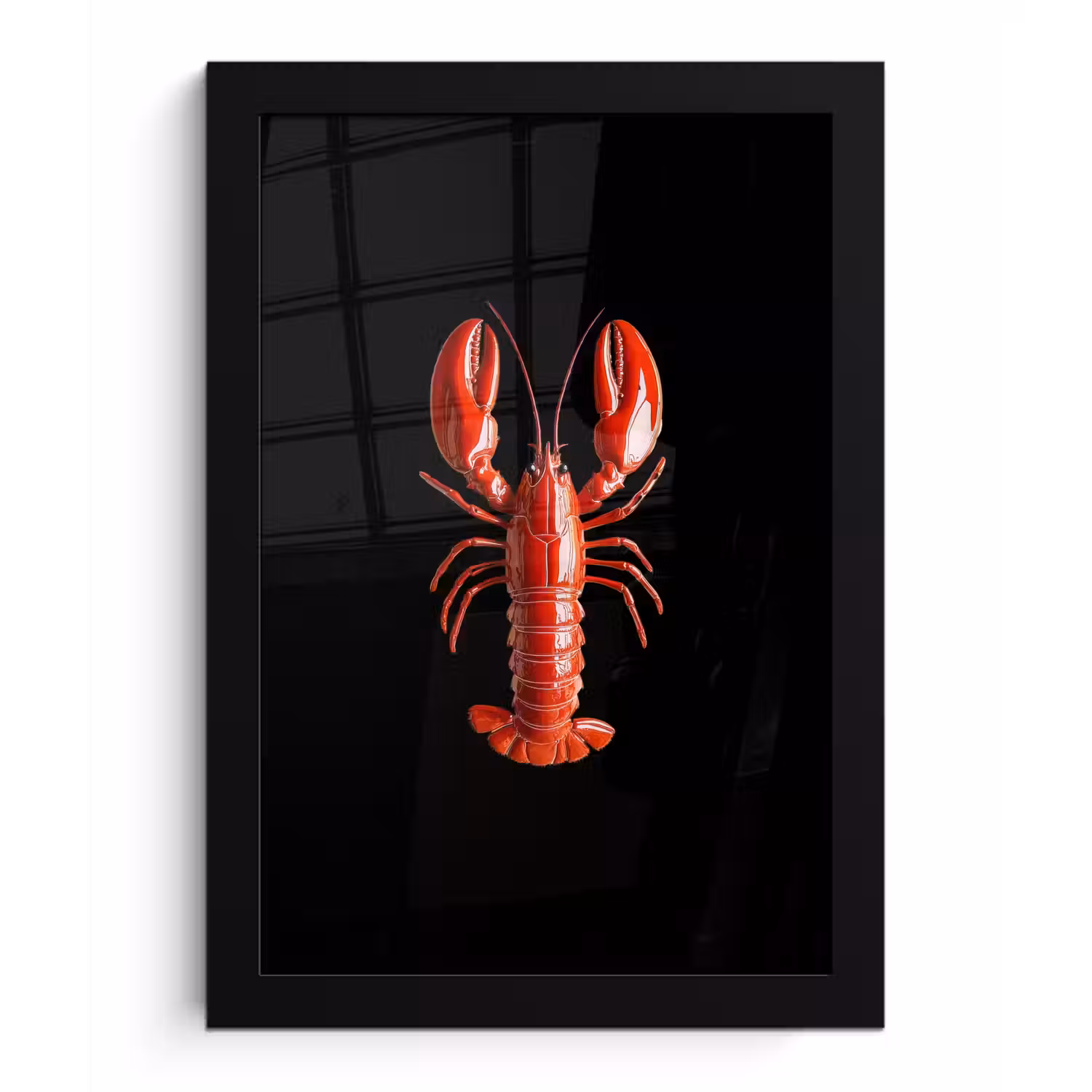 Kreeft - Glossier Rood - Zwart fotolijst zwart zonder passe partout klein -3d
