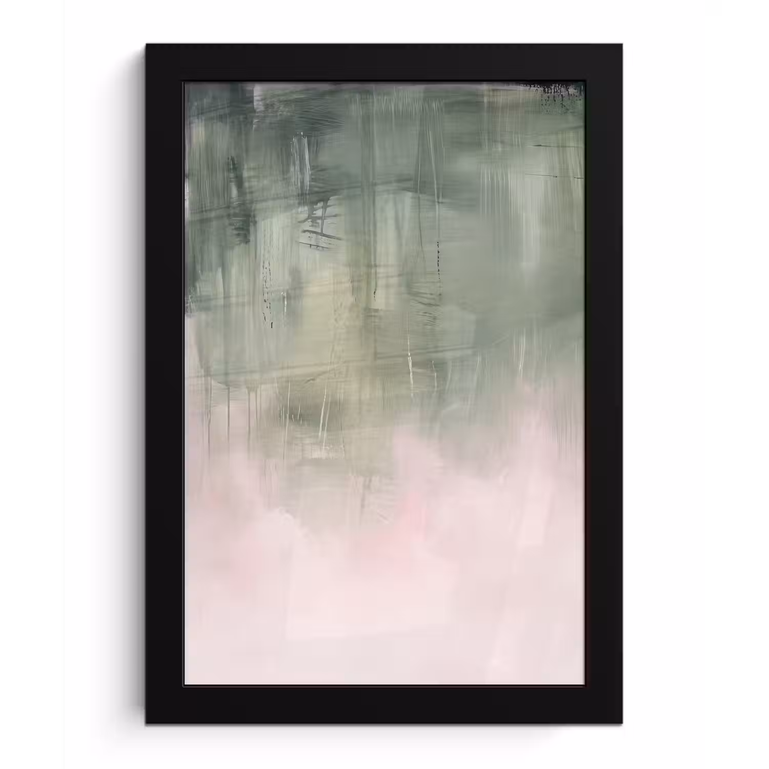 Kunst - Abstract - Modern - Groen - Roze fotolijst zwart zonder passe partout klein -3d