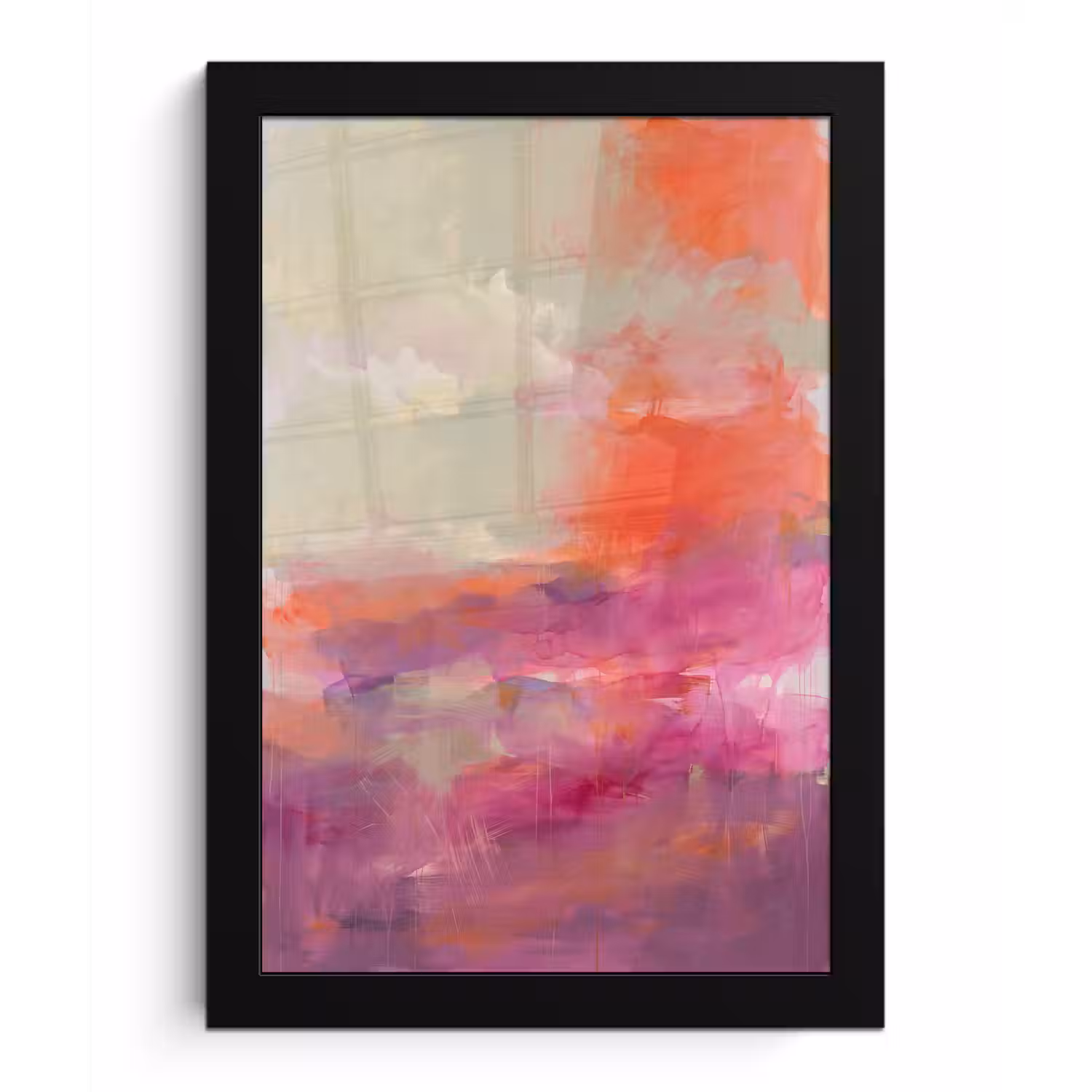 Kunst - Vloeiend - Overgangen - Oranje fotolijst zwart zonder passe partout klein -3d