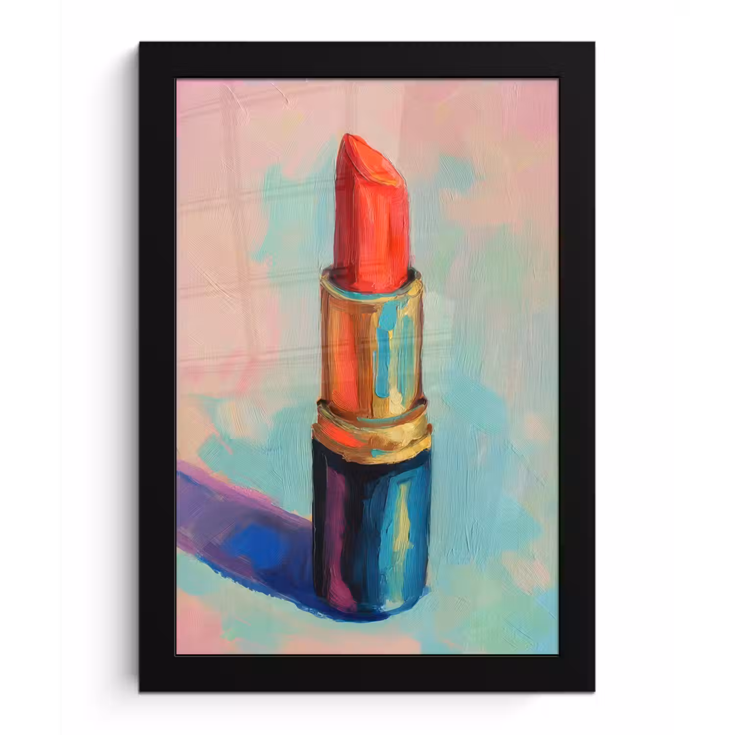 Lippenstift - Rood - Penseelstreken fotolijst zwart zonder passe partout klein -3d