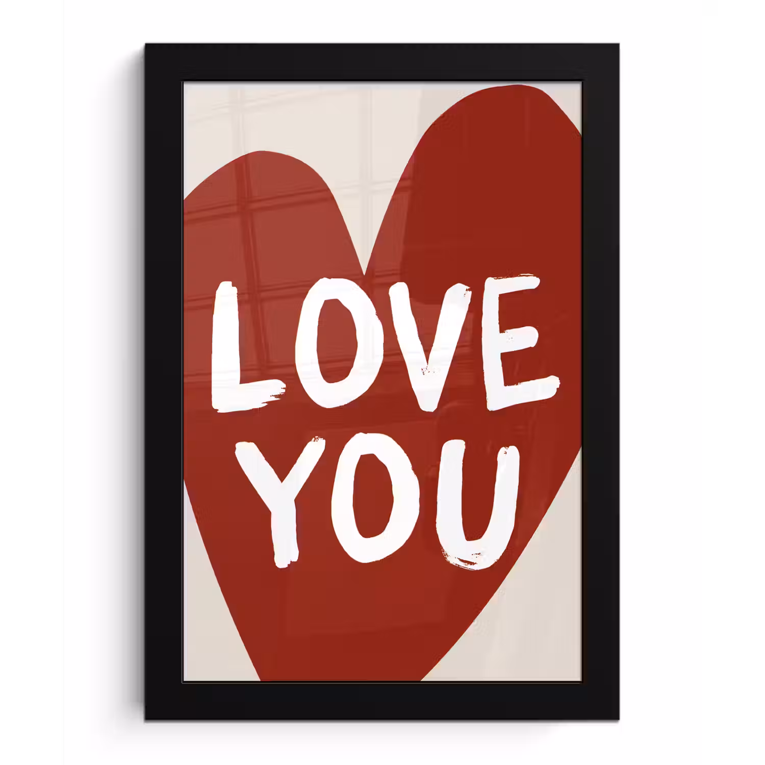 Loveyou - Hart - Rood fotolijst zwart zonder passe partout klein -3d