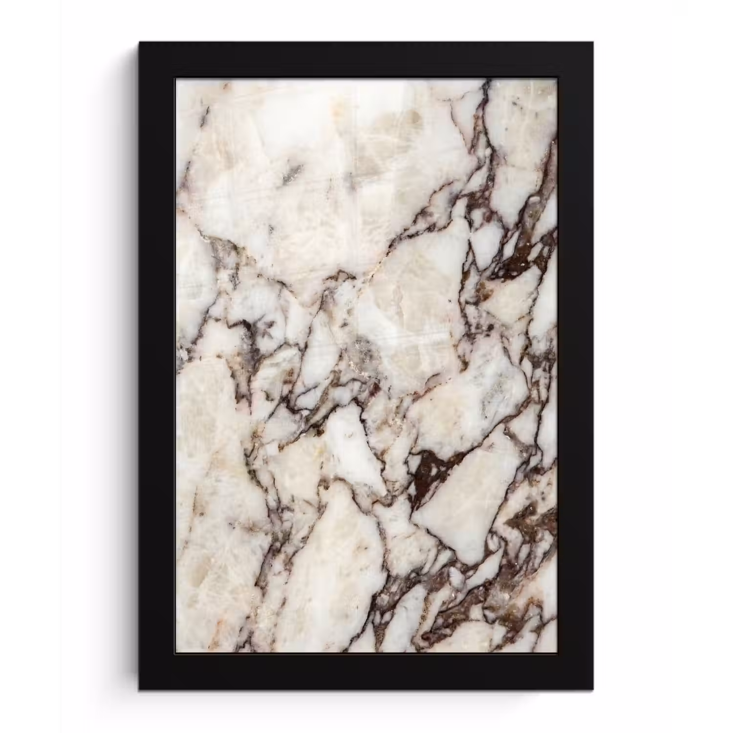 Marmer - Textuur - Abstract - Wit - Bruin fotolijst zwart zonder passe partout klein -3d