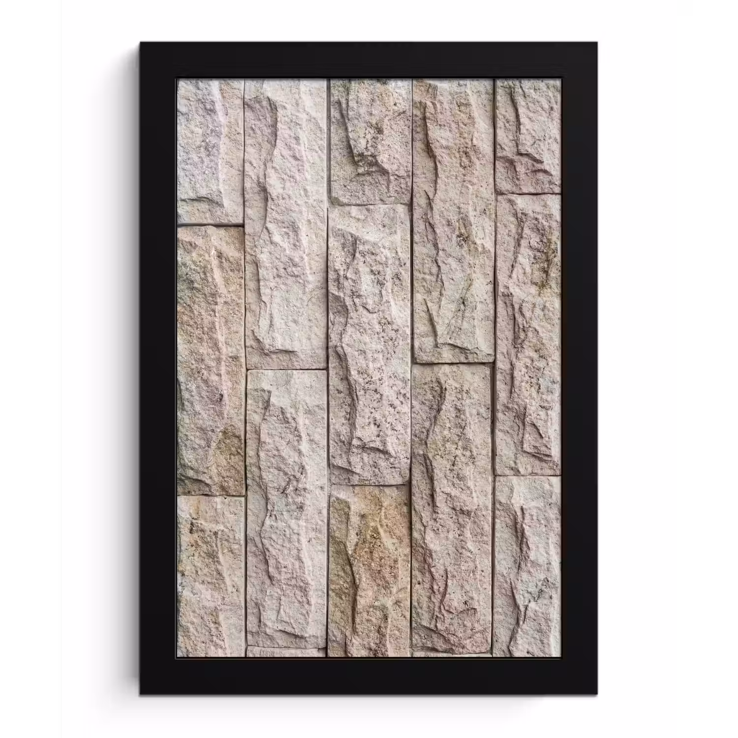 Muur - Steen - Ruw - Beige - Textuur fotolijst zwart zonder passe partout klein -3d