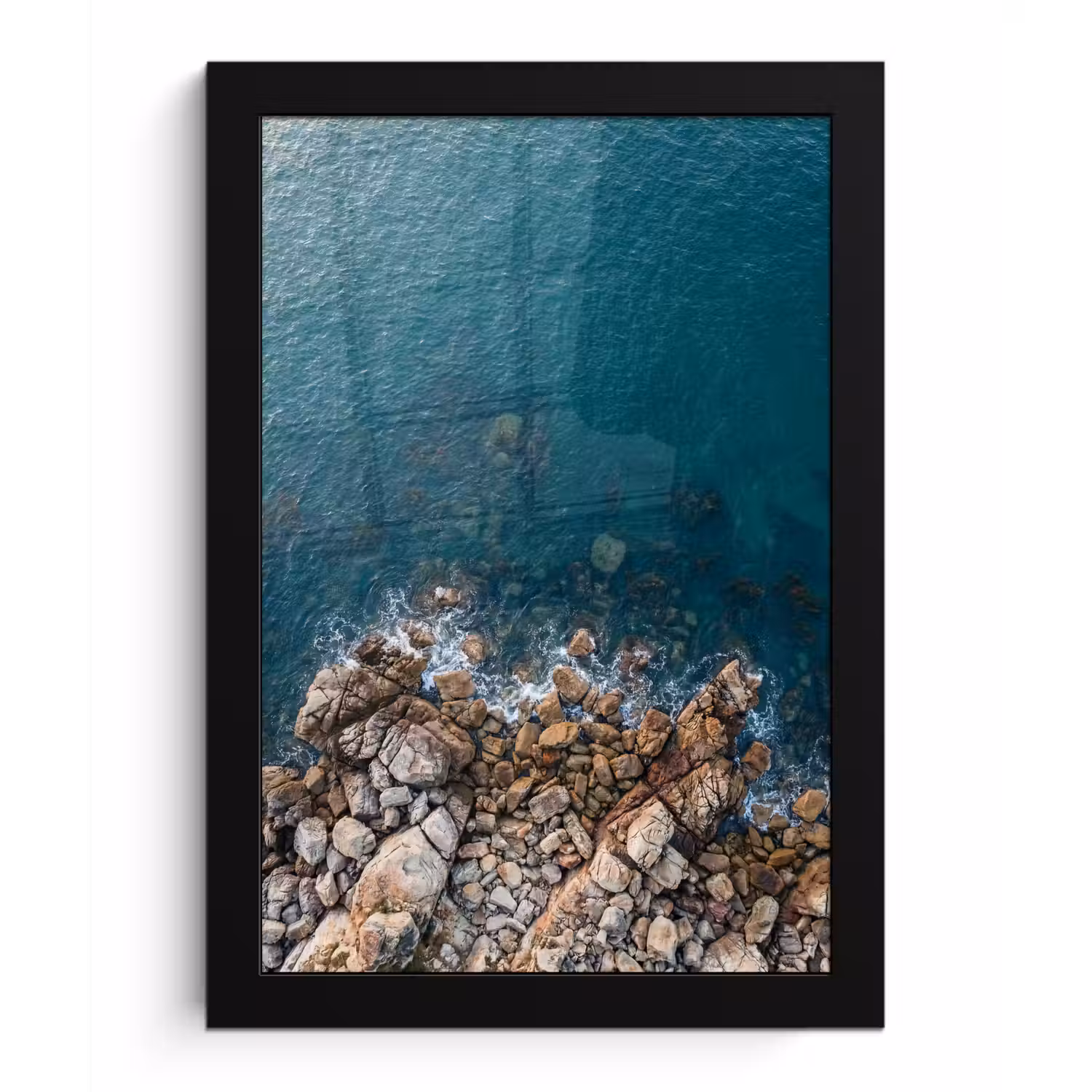 Zee - Kustlijn - Natuur - Abstract - Blauw fotolijst zwart zonder passe partout klein -3d