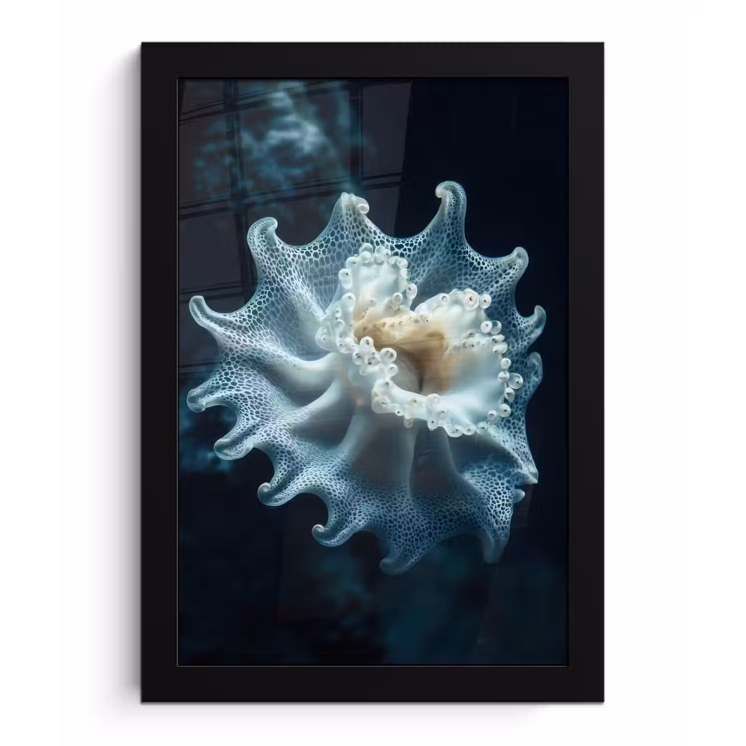 Zeewezen - Wit - Golven - Water fotolijst zwart zonder passe partout klein -3d
