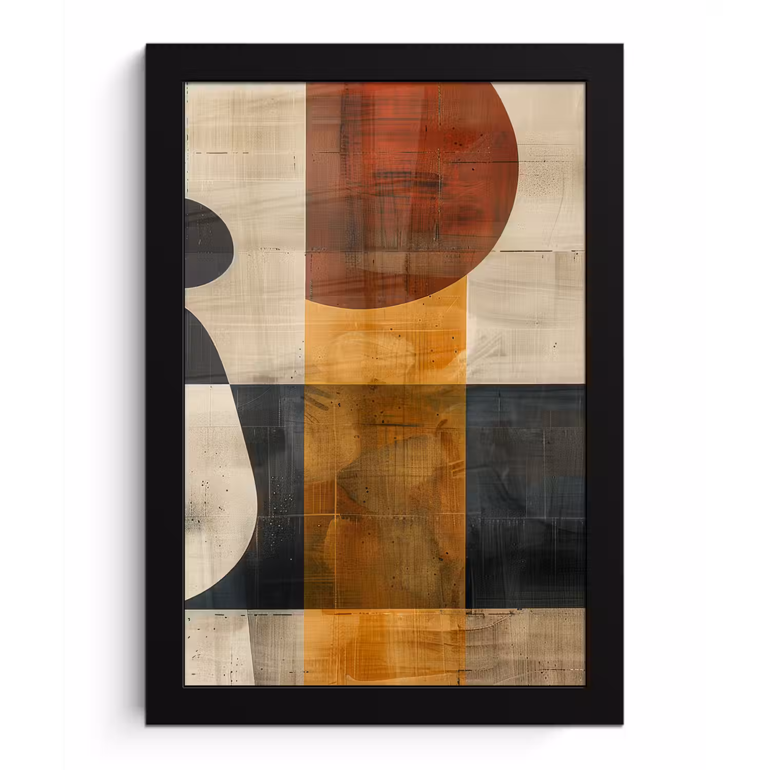 Modern - Kunst - Beige - Industrieel fotolijst zwart zonder passe partout klein -3d