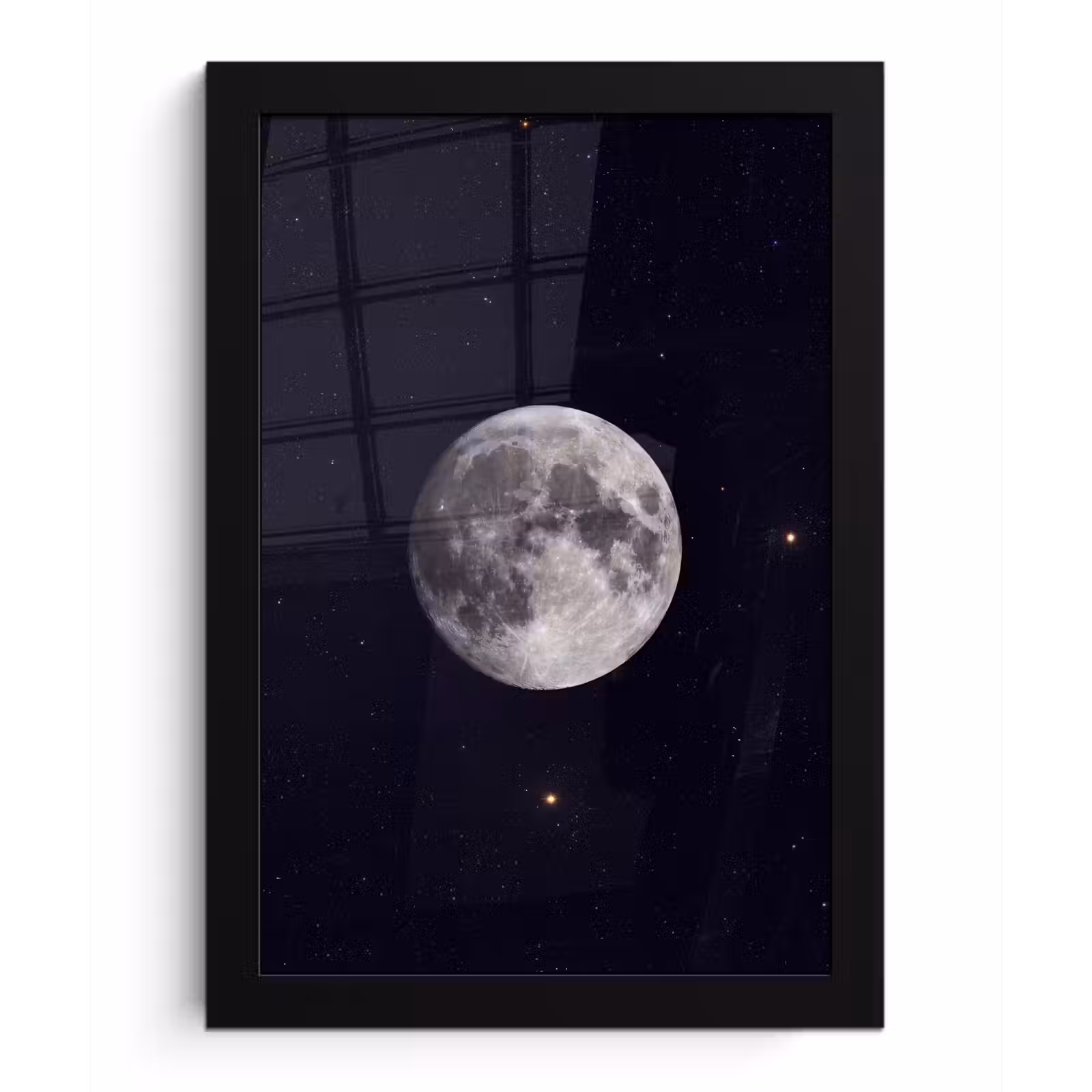 Bilder mit Rahmen - Mond – Sterne – Weltraum - Maan - Sterren - Ruimte fotolijst zwart zonder passe partout klein