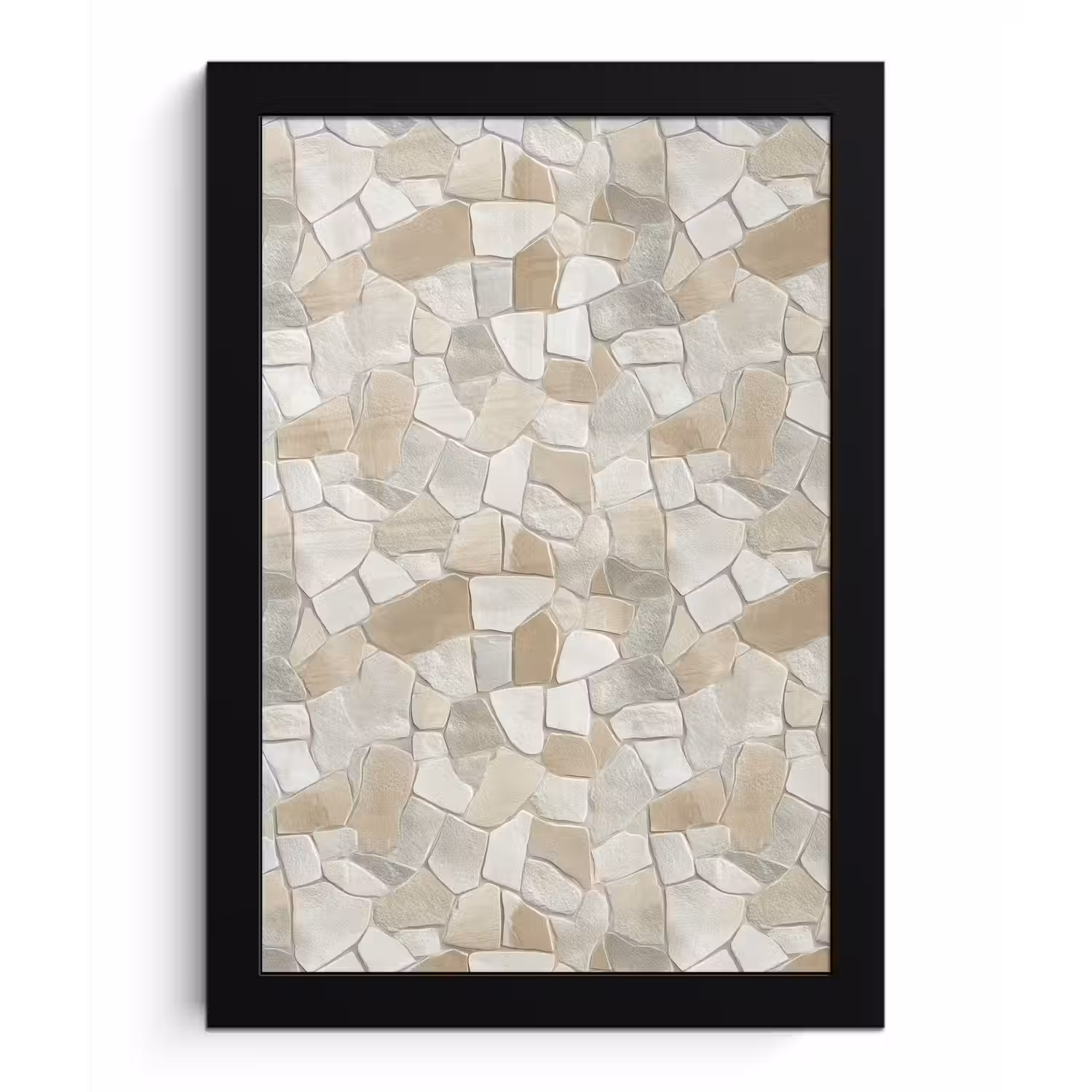 Mozaïek - Stenen - Beige fotolijst zwart zonder passe partout klein 224 -3d