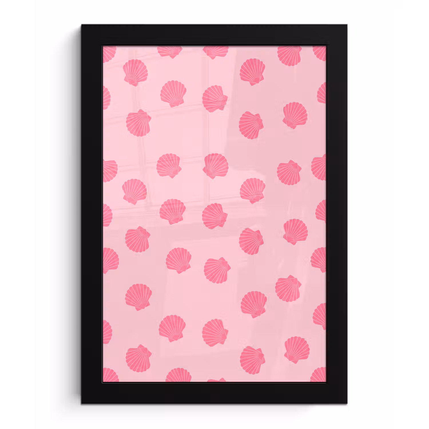 Schelp - Patroon - Zee - Modern - Roze fotolijst zwart zonder passe partout klein -3d