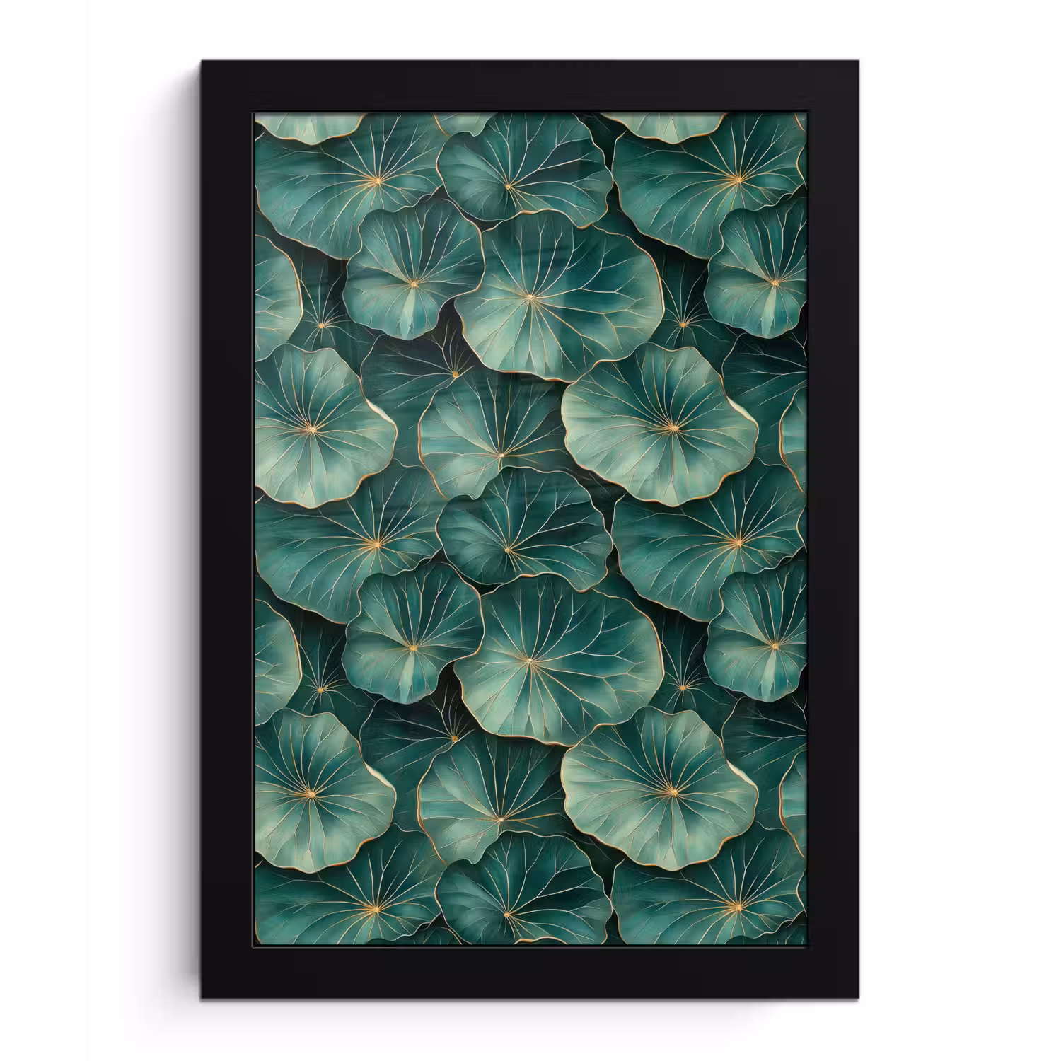Patroon - Bladeren - Groen fotolijst zwart zonder passe partout klein 224 -3d