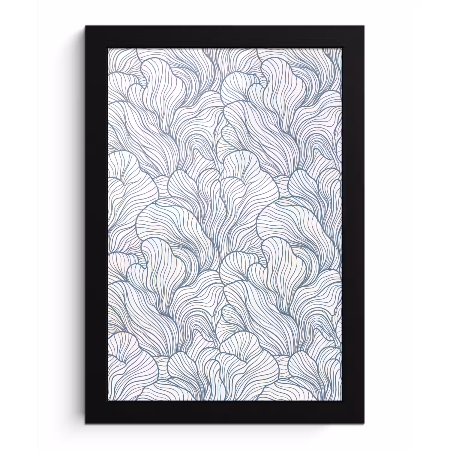 Patroon - Lijnen - Organisch - Abstract - Blauw fotolijst zwart zonder passe partout klein -3d