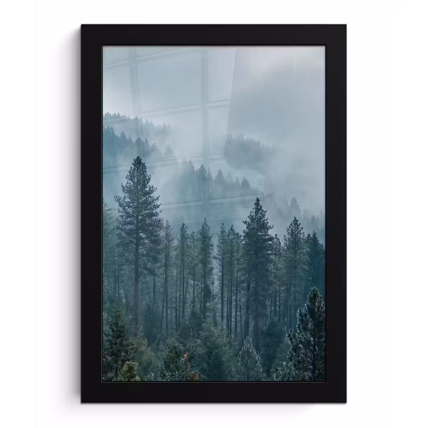Naaldwoud - Bergen - Mist fotolijst zwart zonder passe partout klein -3d