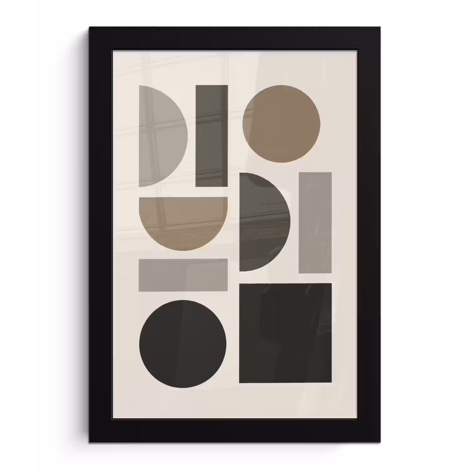 Natuurlijke tinten - Grafisch - Verticale compositie fotolijst zwart zonder passe partout klein -3d
