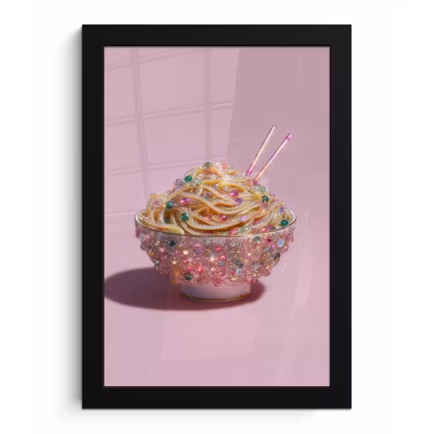 Noodles - Edelstenen - Stokjes - Roze fotolijst zwart zonder passe partout klein -3d
