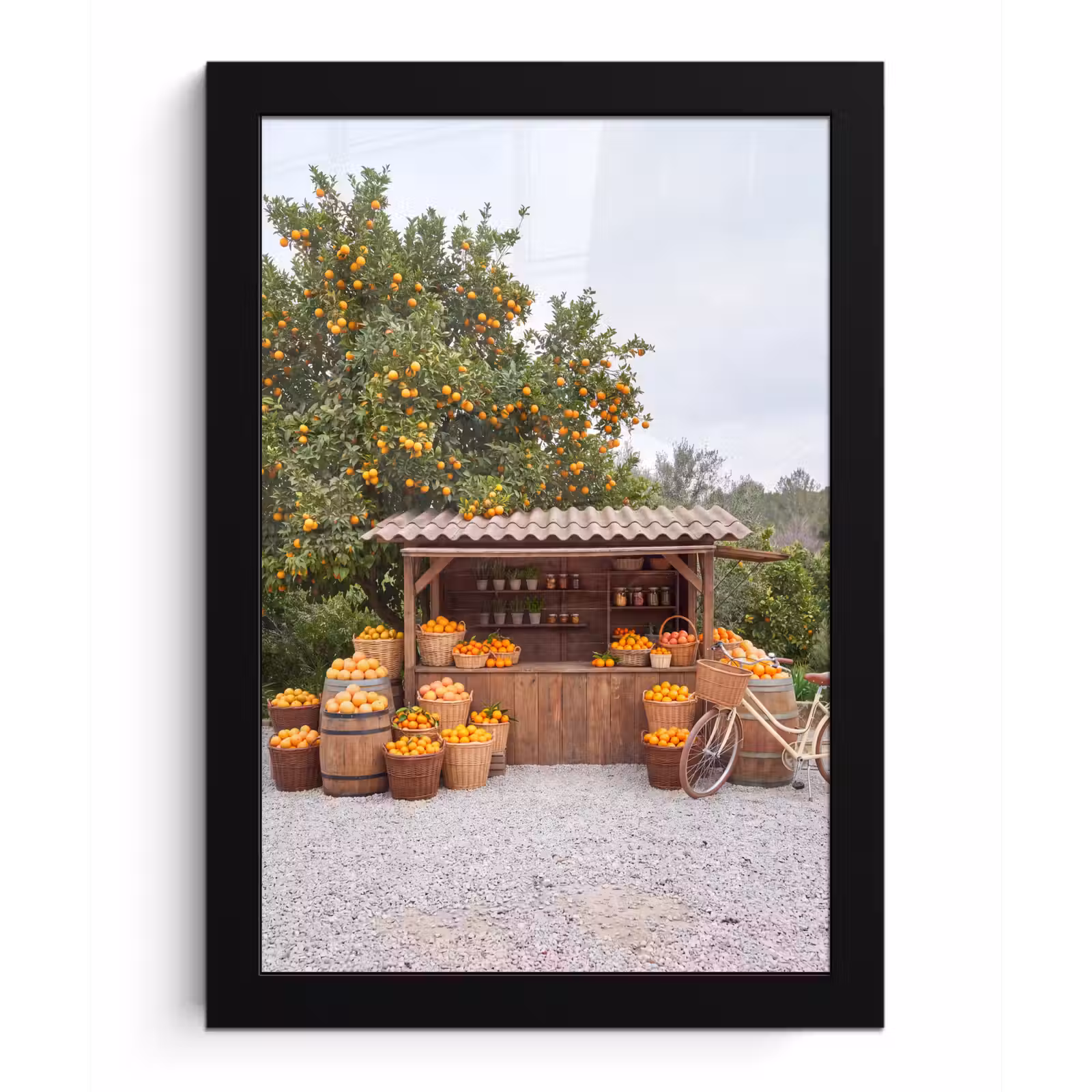 Bilder mit Rahmen - Obst – Markt – Ländlich - Fruit - Markt - Landelijk fotolijst zwart zonder passe partout klein