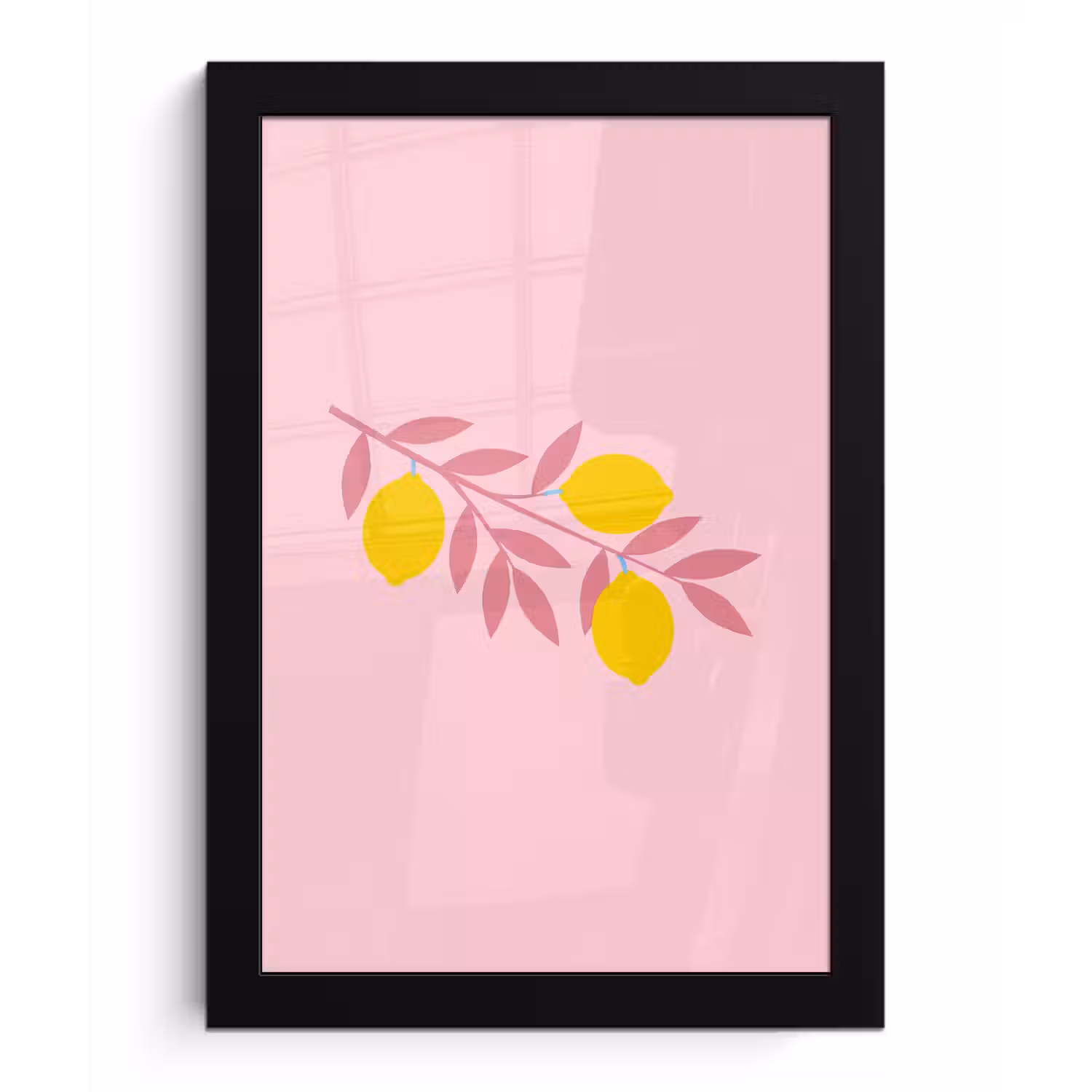 Fruit - Tak - Natuur - Abstract - Roze fotolijst zwart zonder passe partout klein -3d