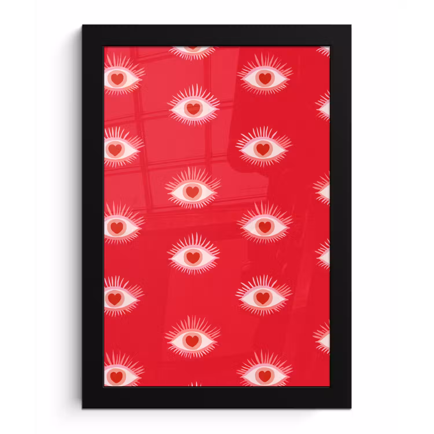 Ogen - Hart - Abstract - Rood - Roze fotolijst zwart zonder passe partout klein 224 -3d