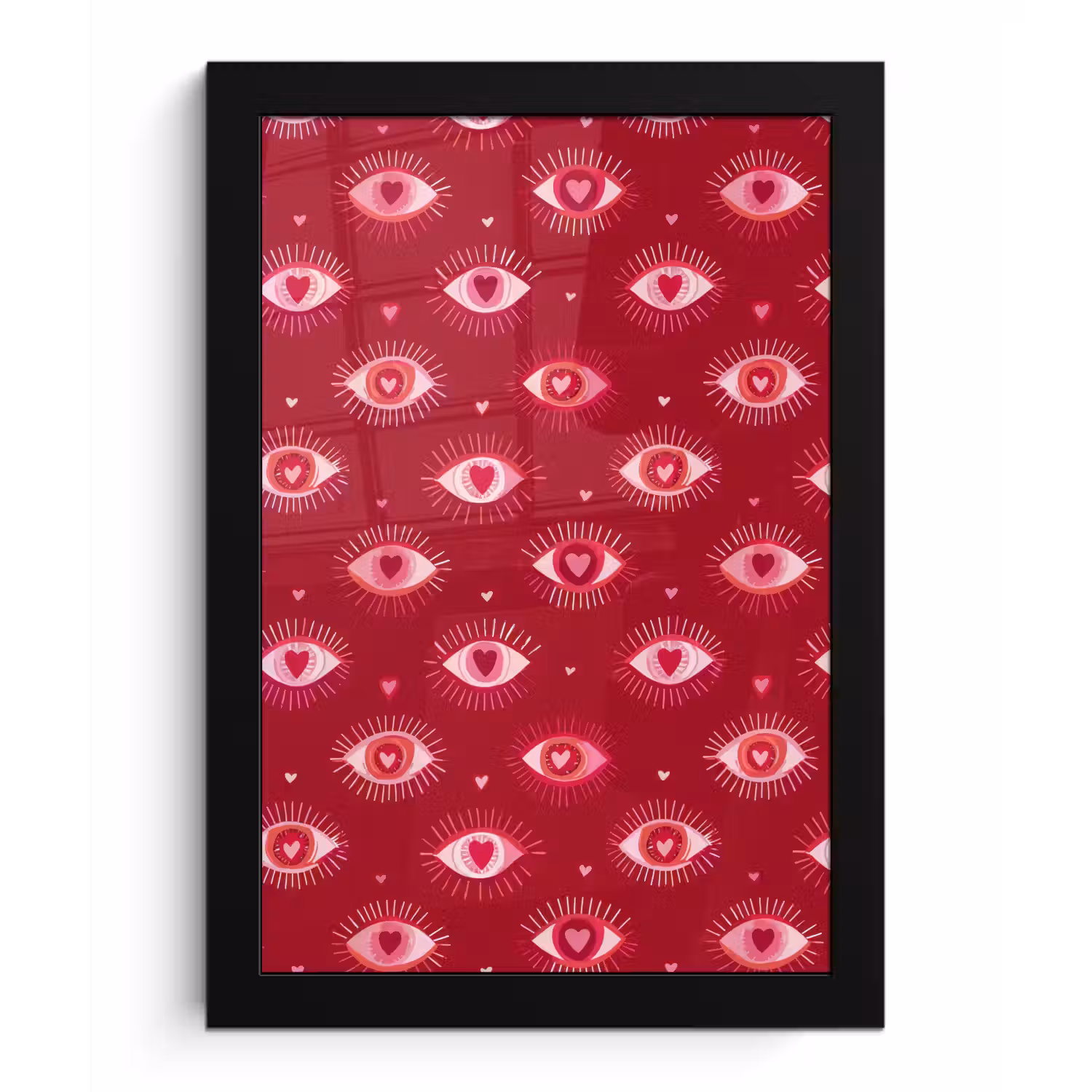 Ogen - Patroon - Roze - Donkerrood fotolijst zwart zonder passe partout klein 224 -3d